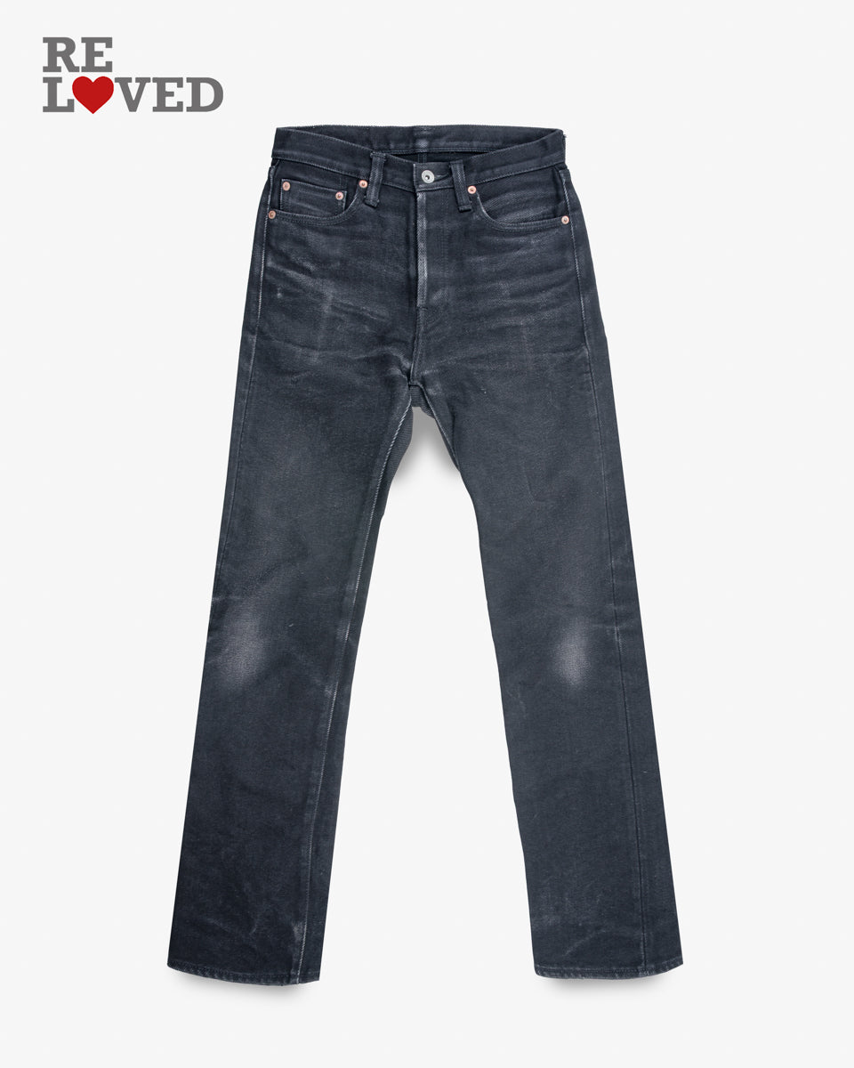 21oz Selvedge Denim Straight Cut Jeans - Superblack (Fades To Grey) (IHxB01-SBGII) Tag 29, Hemmed to 31.5"