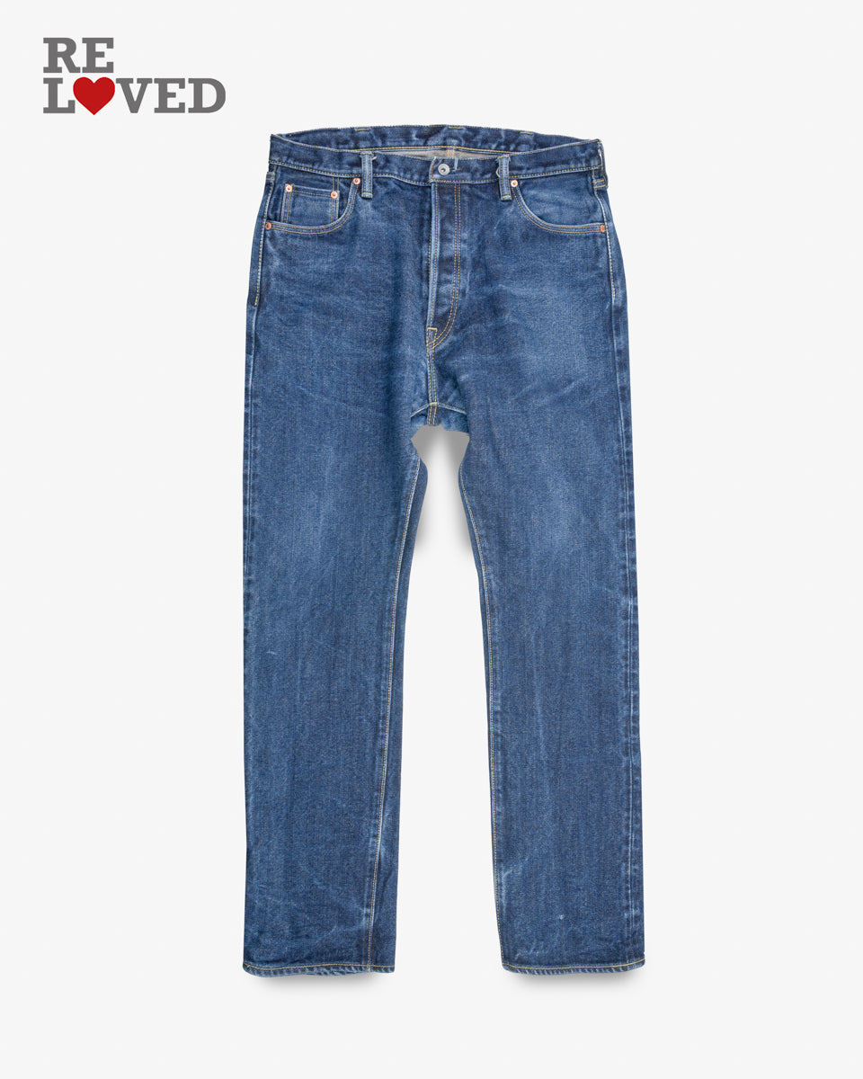 21oz Selvedge Denim Medium/High Rise Tapered Cut Jeans - Indigo (IH-888S-21) Tag 42, Hemmed to 35.0''