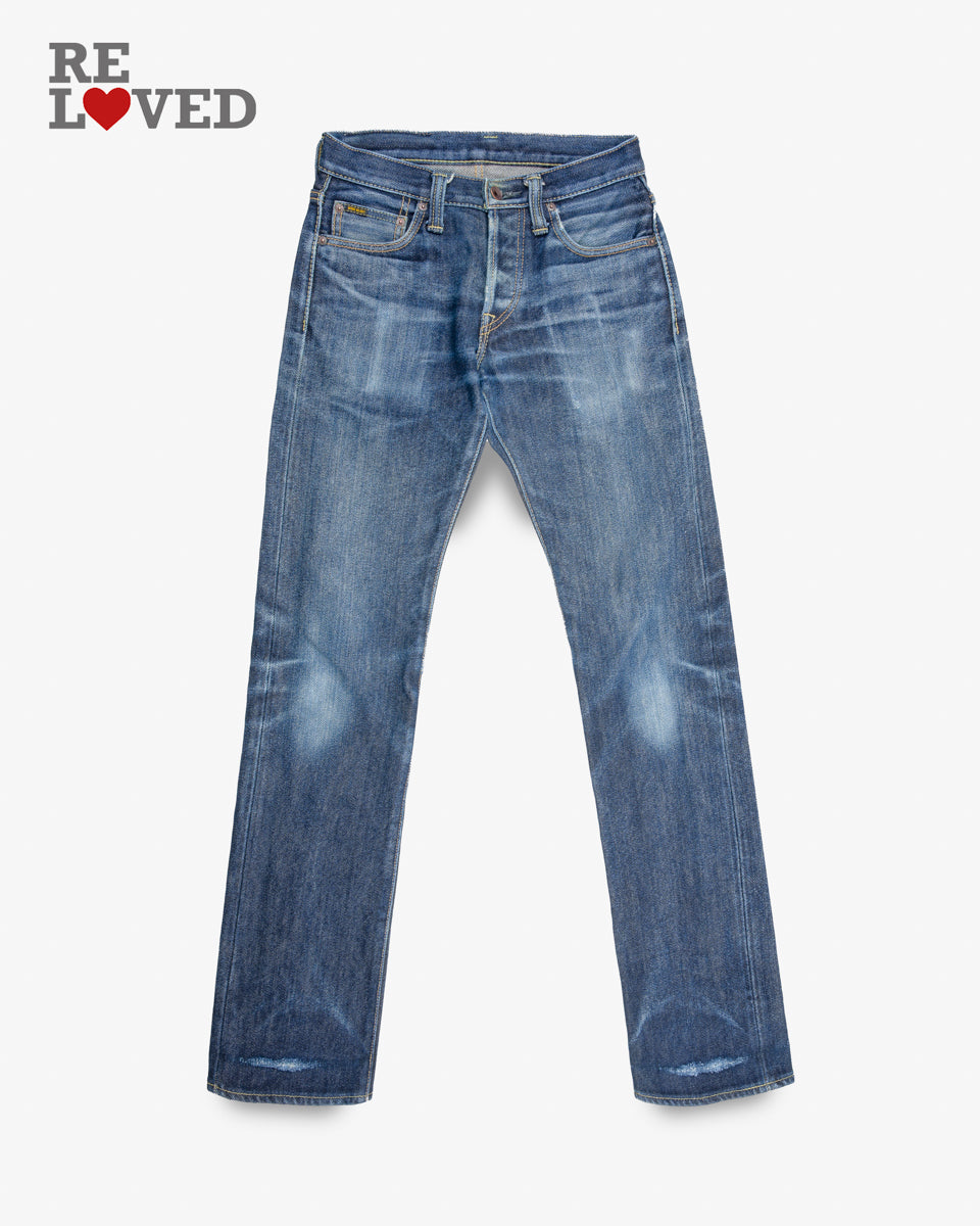 21/23oz Raw Selvedge Denim Slim Straight Cut Jeans - Indigo (DC4001) Tag 28, Hemmed to 33.5"
