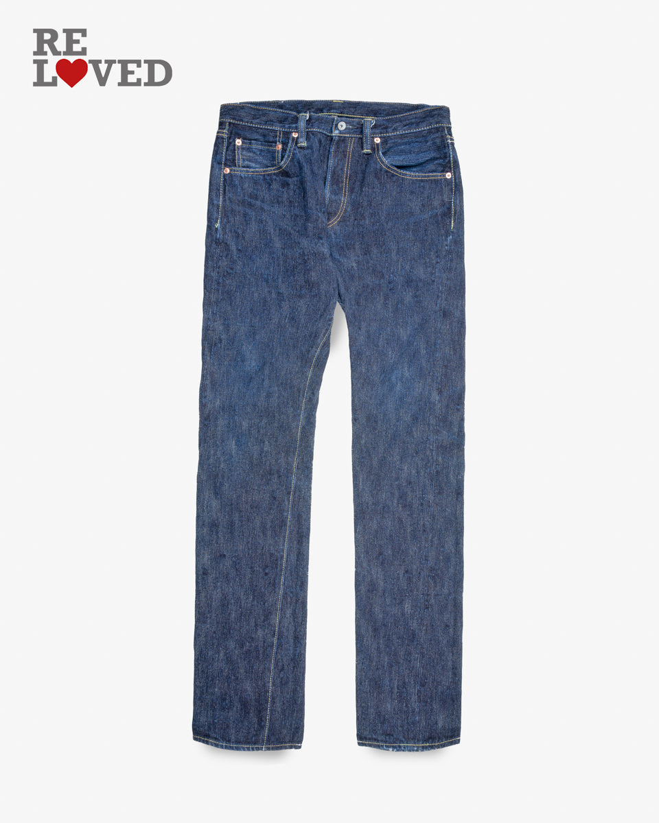 16oz Slubby Selvedge Denim Slim Tapered Cut Jeans - Indigo (IH-777S-SLB) Tag 33, Hemmed to 35.0"