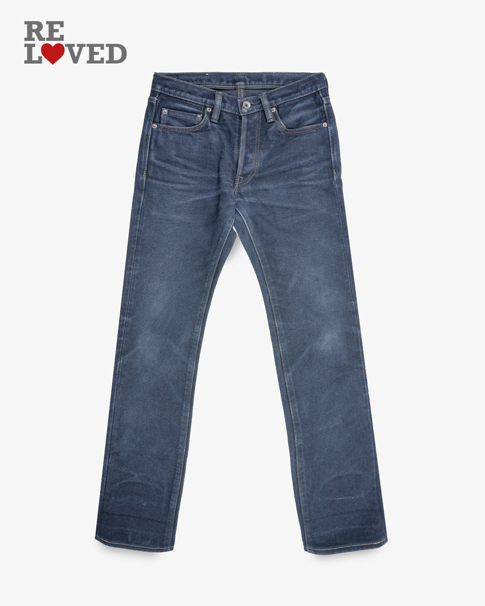 21oz Selvedge Denim Slim Tapered Cut Jeans - Indigo Overdyed Black (IH-777s-21od) Tag 29, Hemmed to 32.0"