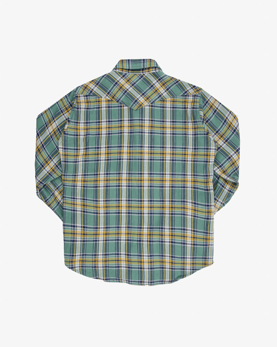 Ultra Heavy Flannel Tartan Check Western Shirt - Green (IHSH-337-GRN) Size L