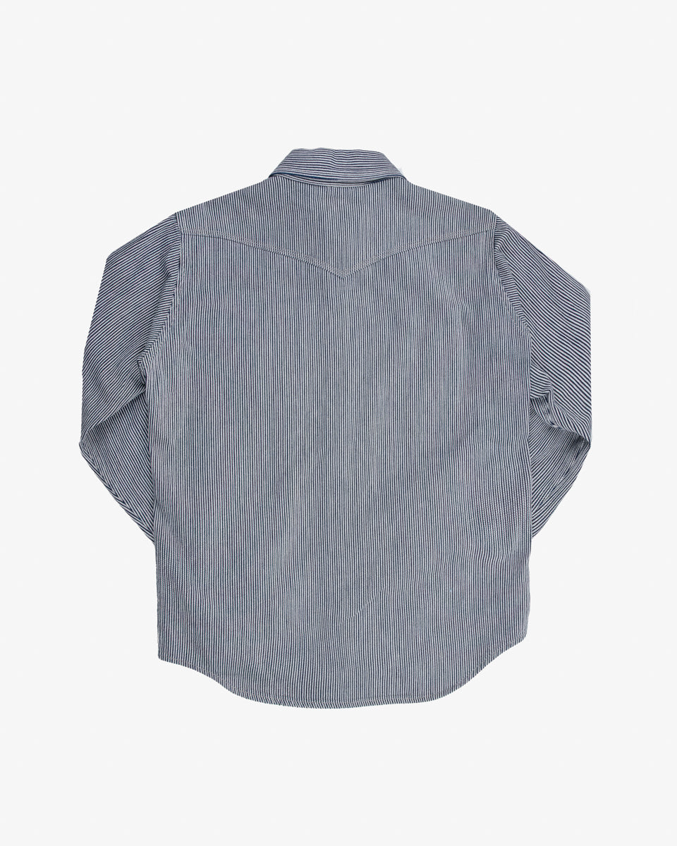 8oz Herringbone Hickory Stripe Western Shirt - Indigo (IHSH-365-IND) Size Large