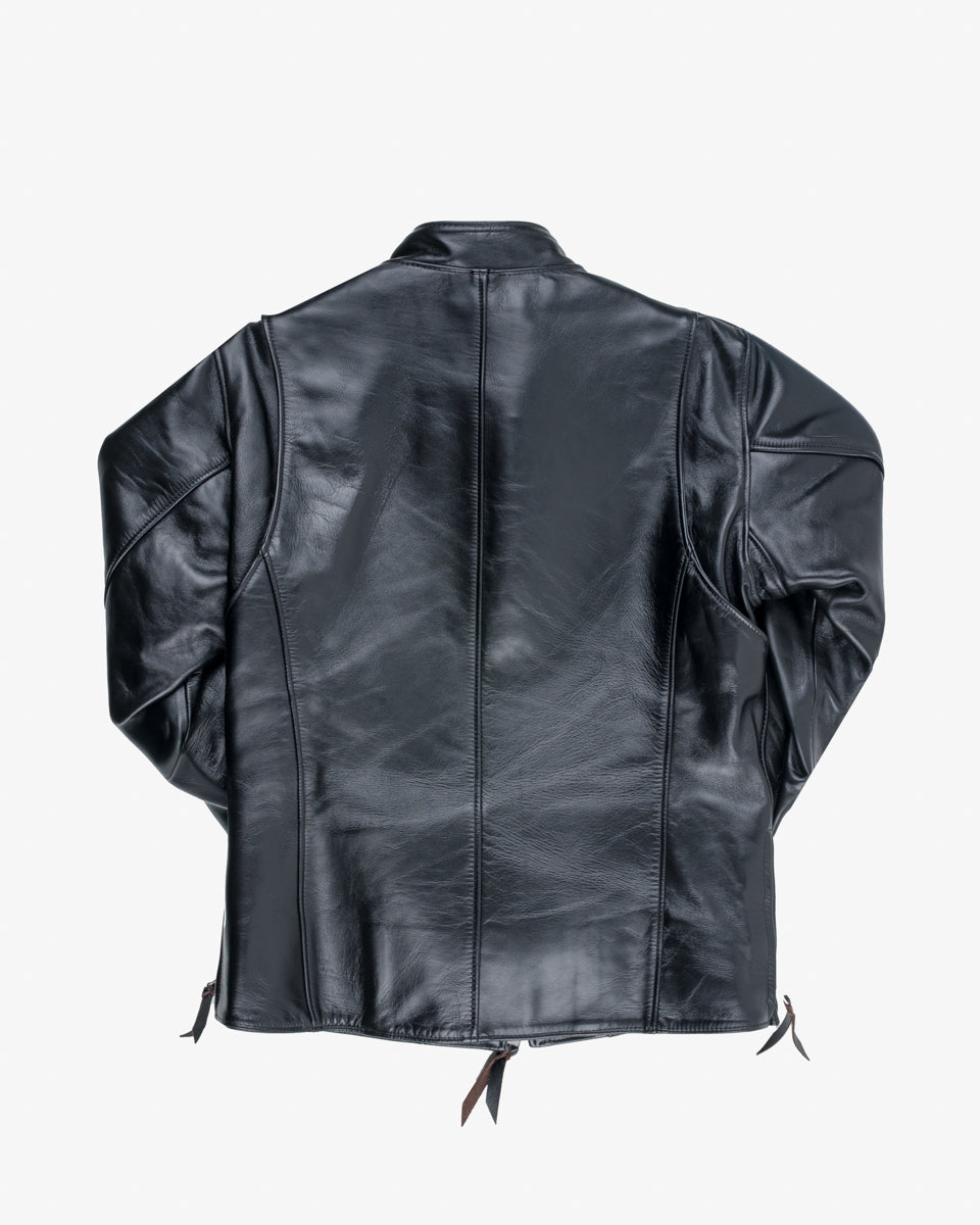 Japanese Horsehide Rider’s Jacket - Black (Tea-Core Dyed) (IHJ-35-BLK) Size Large