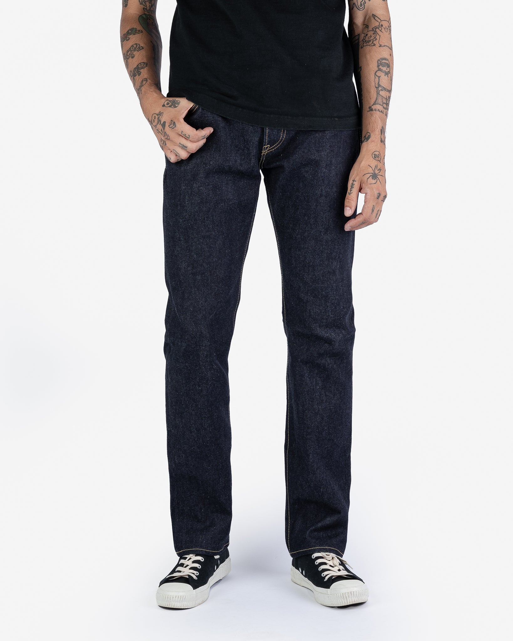 14oz Iron Heart x SJF Selvedge Denim Slim Tapered Cut Jeans - Indigo