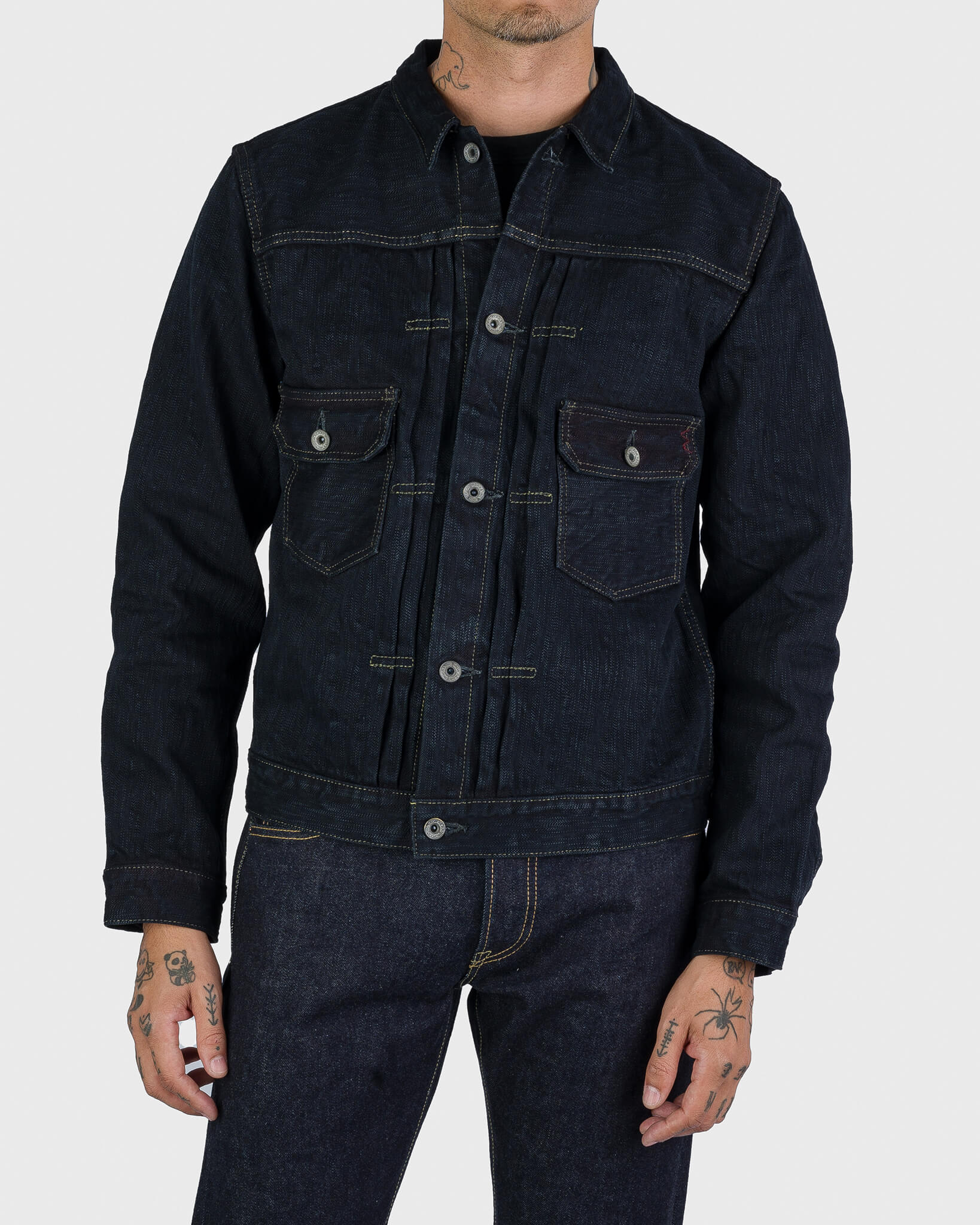 IRON HEART TYPE II 16oz Jacketインディゴ 16oz Slubby Selvedge Denim Type II Jacket - Indigo Overdyed Black