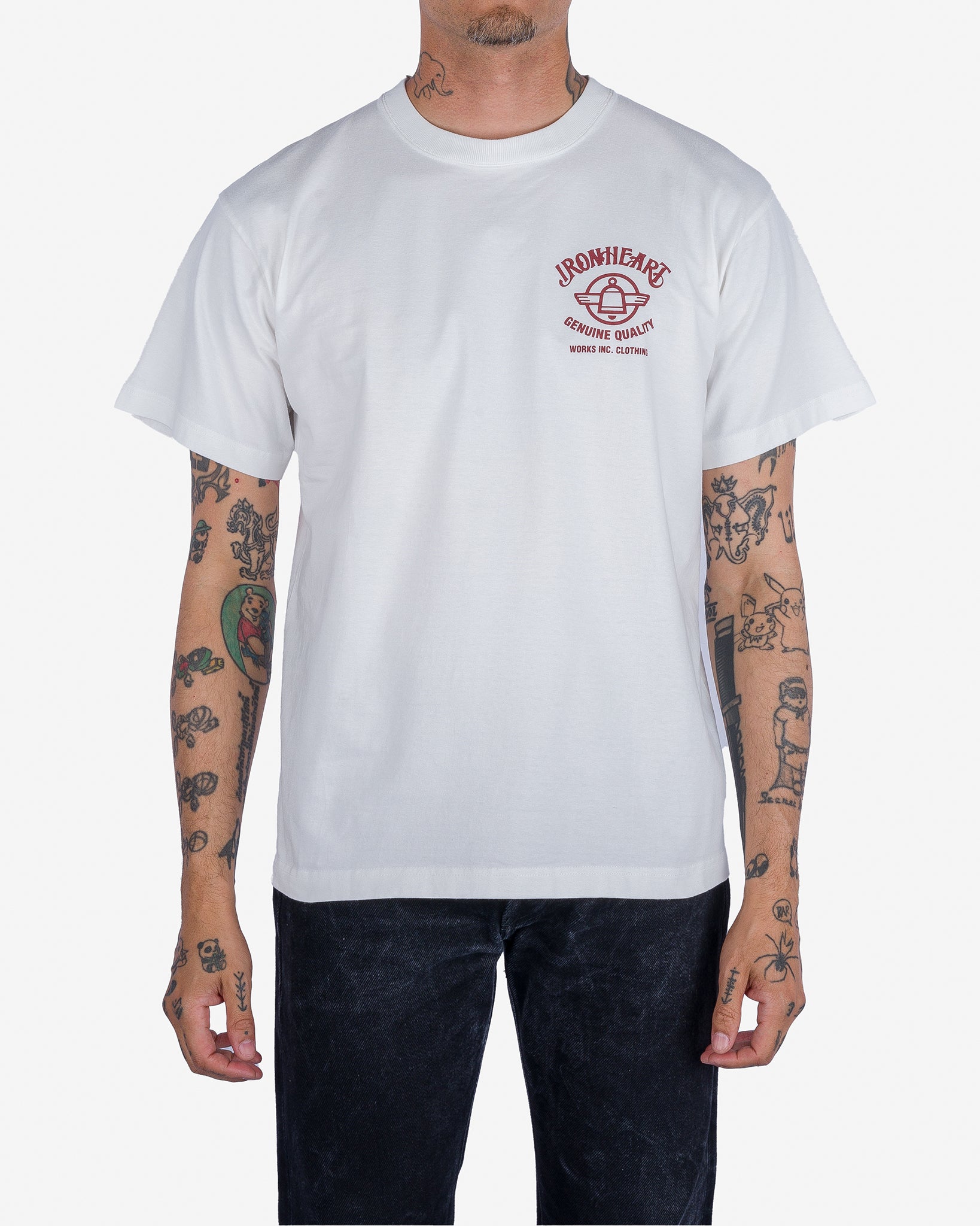 7.5oz Printed Loopwheel Crew Neck T-Shirt - White