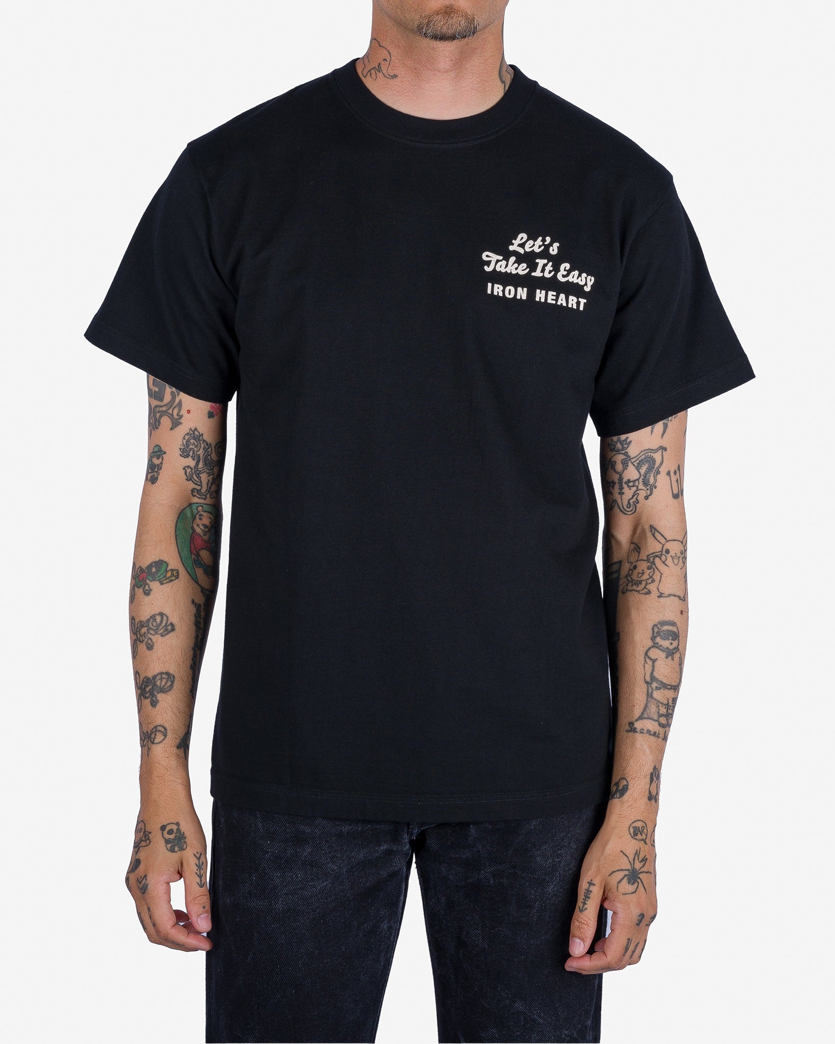 7.5oz Printed Loopwheel Crew Neck T-Shirt - Black
