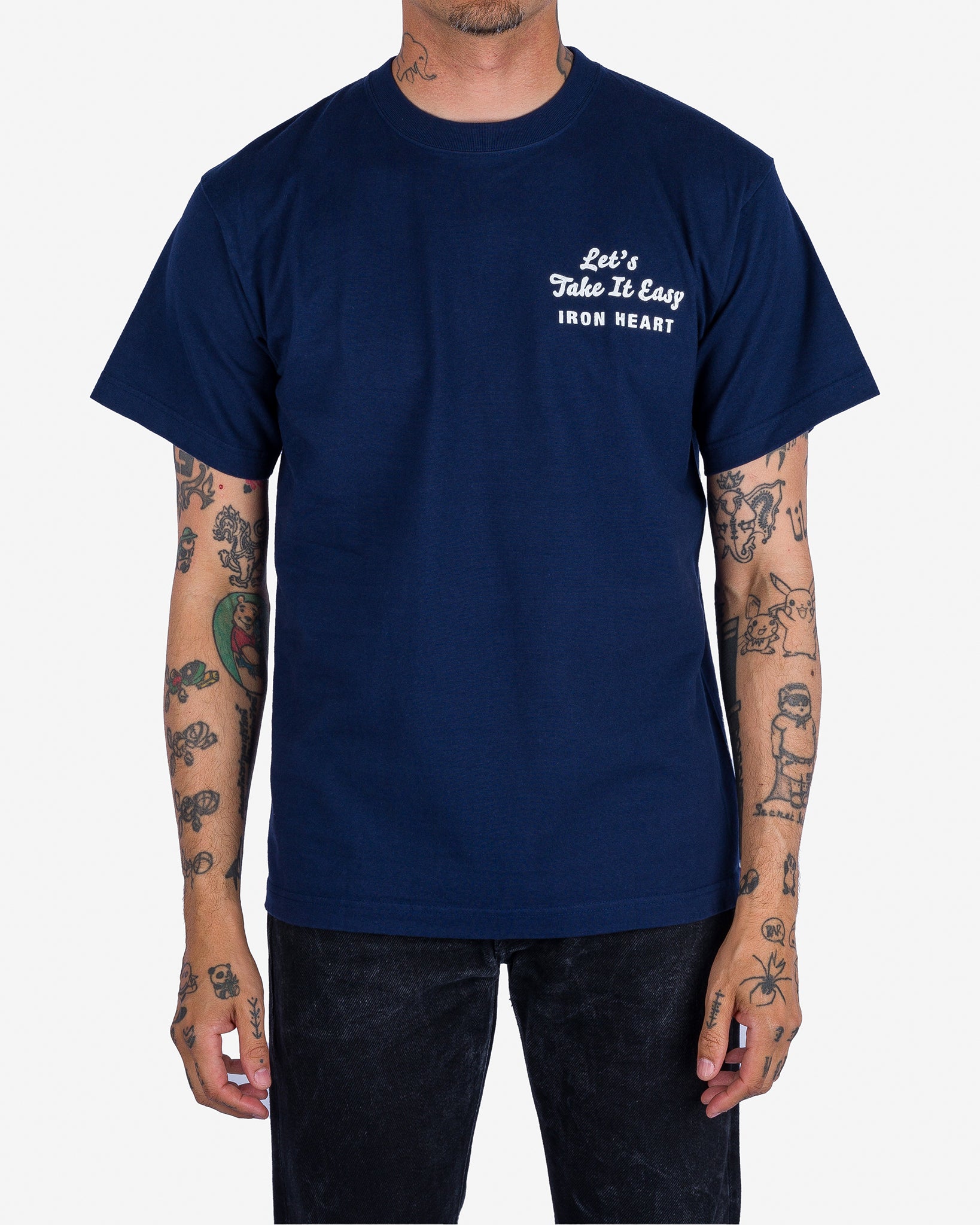 7.5oz Printed Loopwheel Crew Neck T-Shirt - Navy