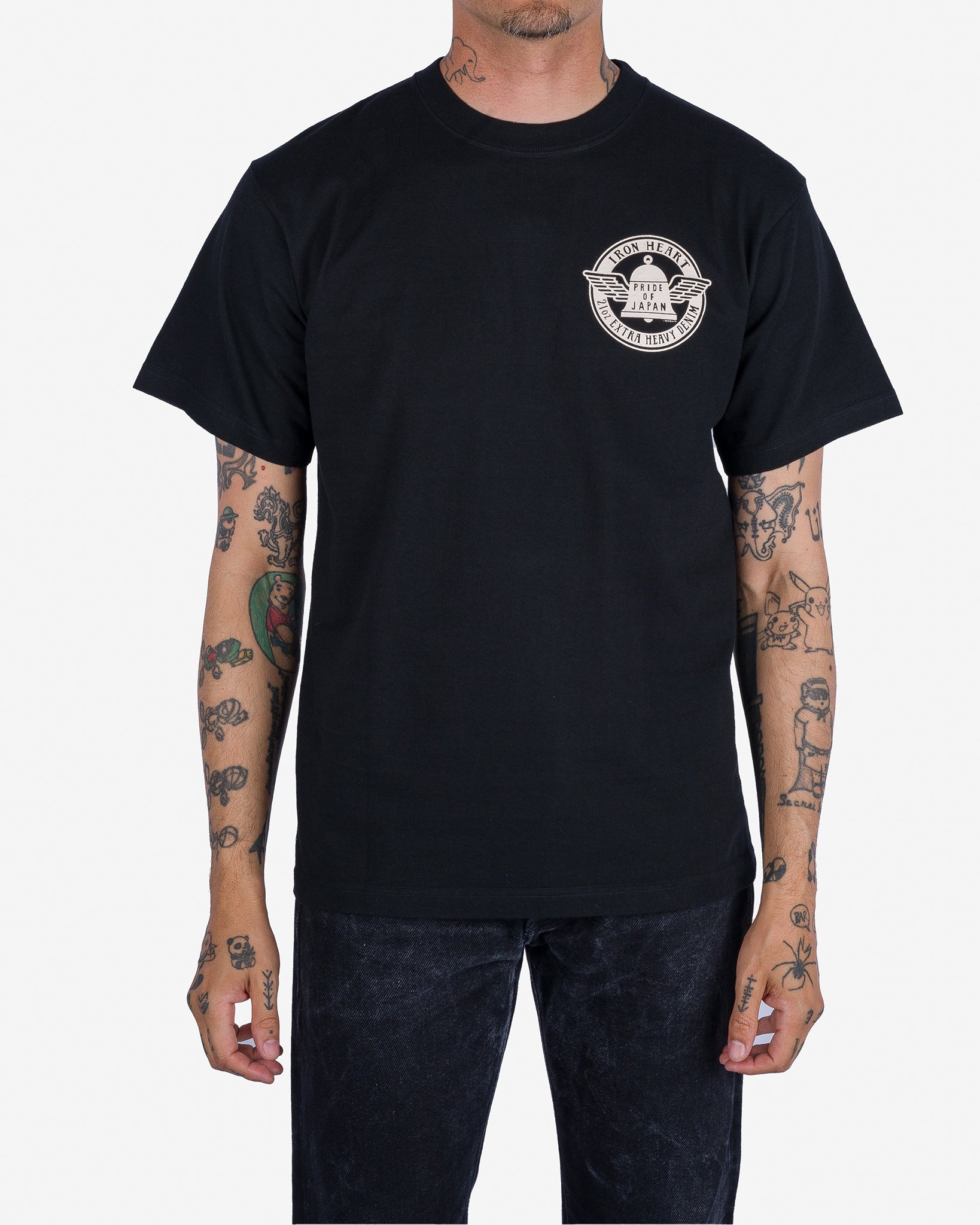7.5oz Printed Loopwheel Crew Neck T-Shirt - Black