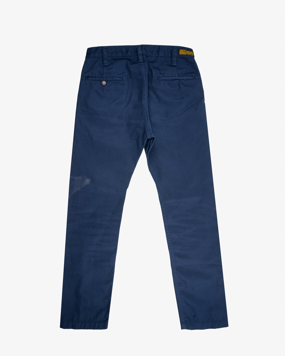 9oz Mercerised Selvedge Cotton Slim Tapered Chinos - Navy (IH-721-NAV) Tag 32, Hemmed to 29.5"