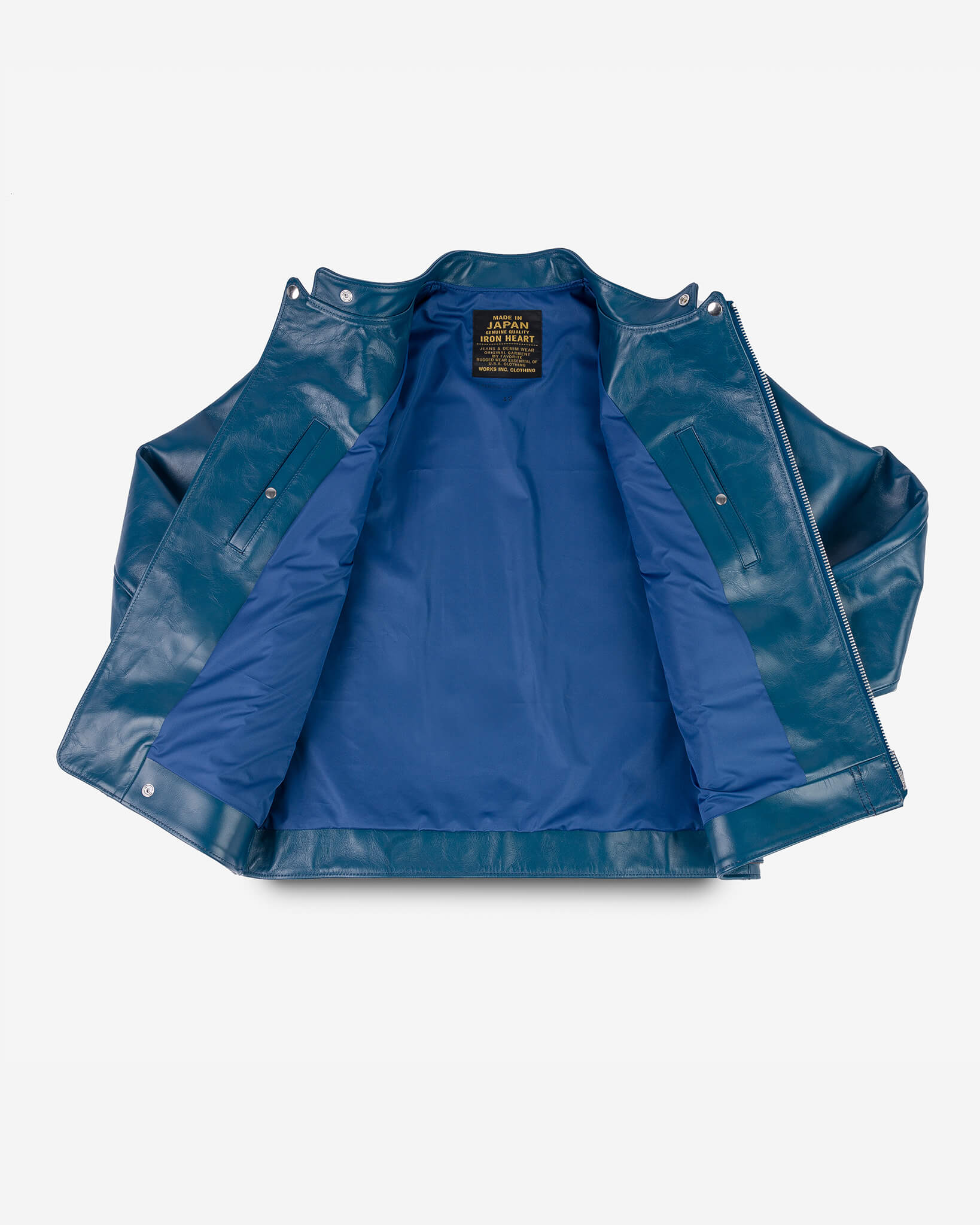 Japanese Horsehide Double Motorcycle Jacket - Blue – Iron Heart