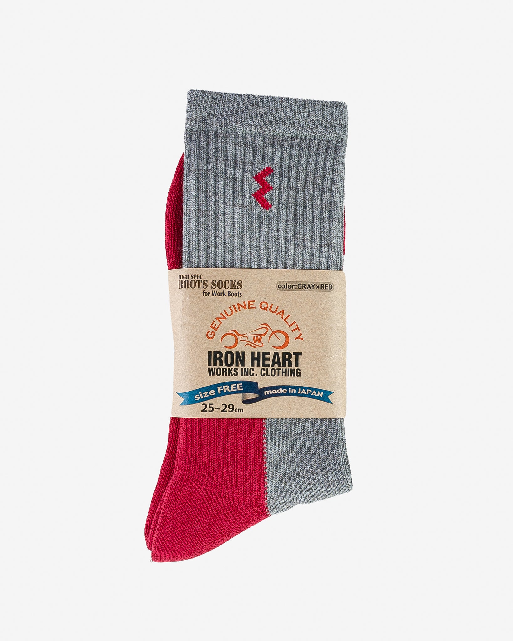 Iron Heart Women's Work Boot Socks - Grey/Red