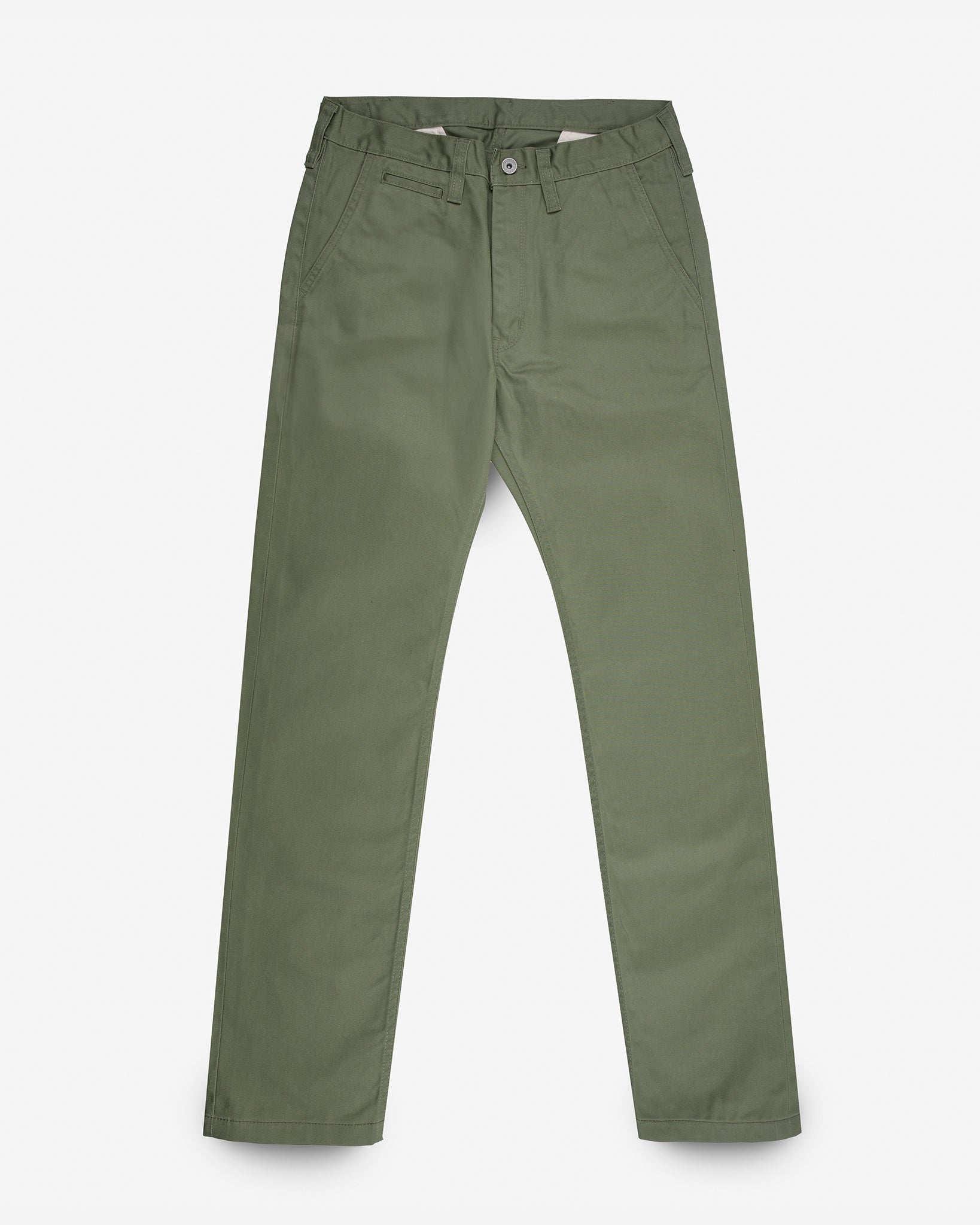 9oz Mercerised Selvedge Cotton Slim Tapered Chinos - Olive
