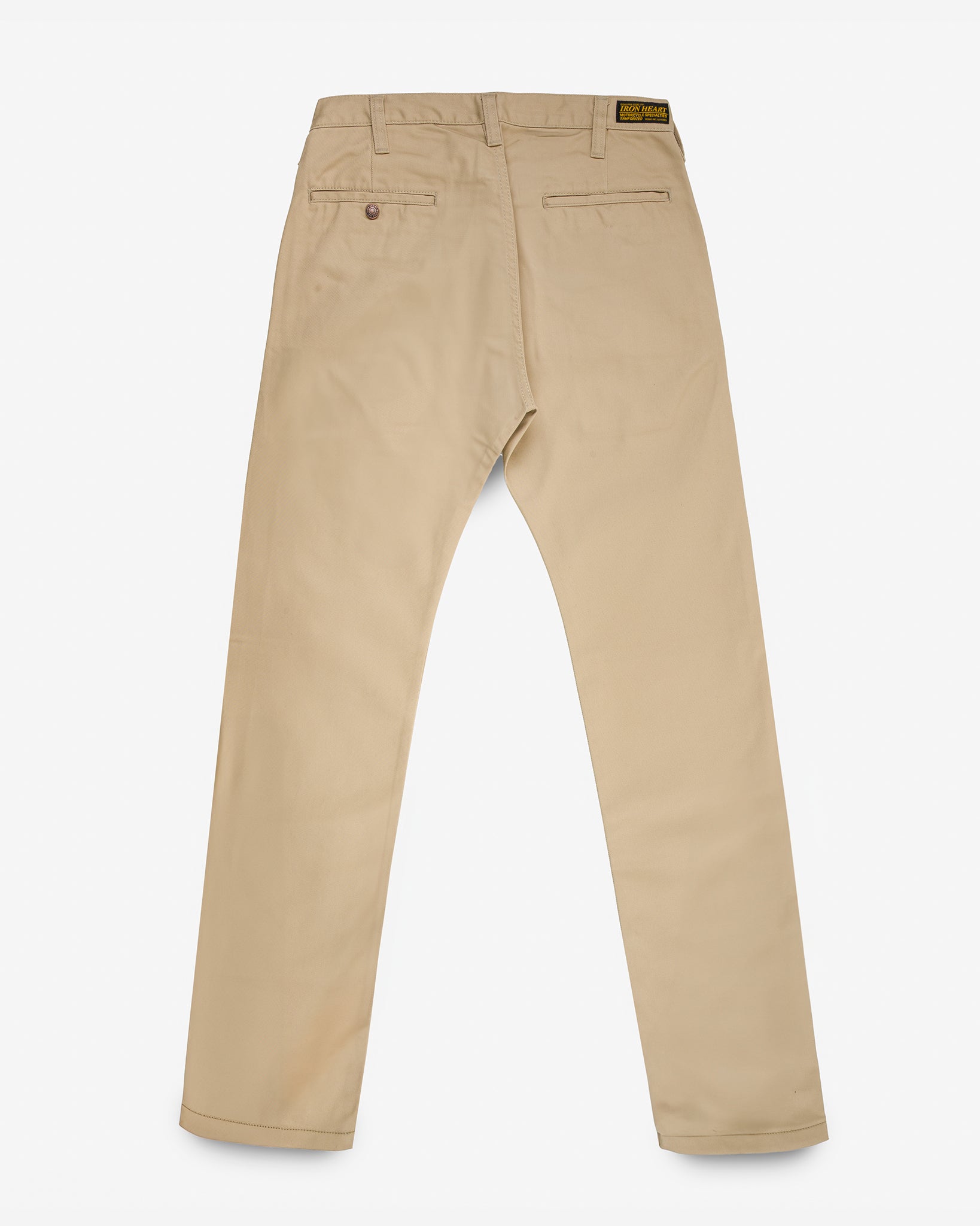 9oz Mercerised Selvedge Cotton Slim Tapered Chinos - Khaki (IH-721-KHA) Tag 33, Hemmed to 32.5"