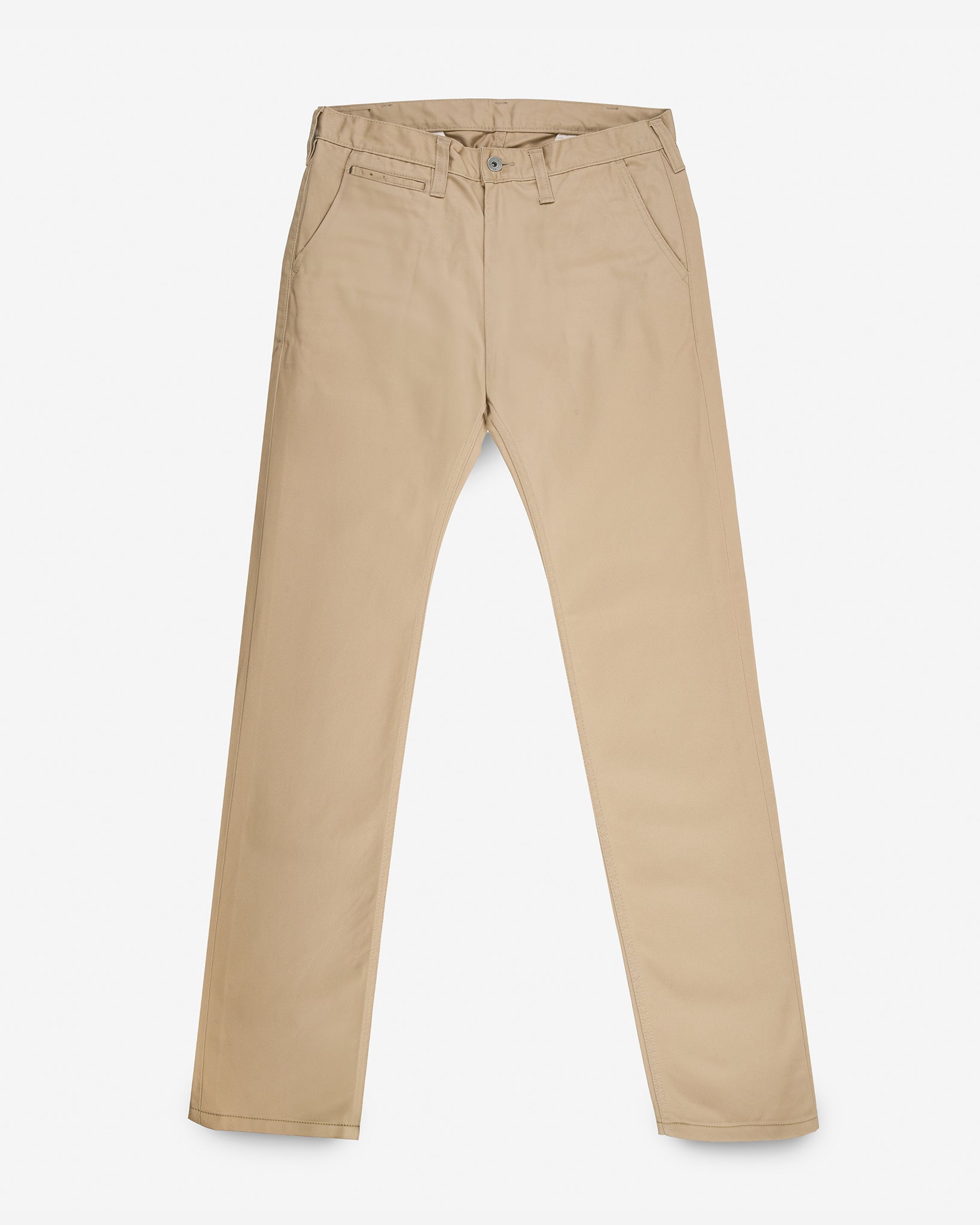 9oz Mercerised Selvedge Cotton Slim Tapered Chinos - Khaki