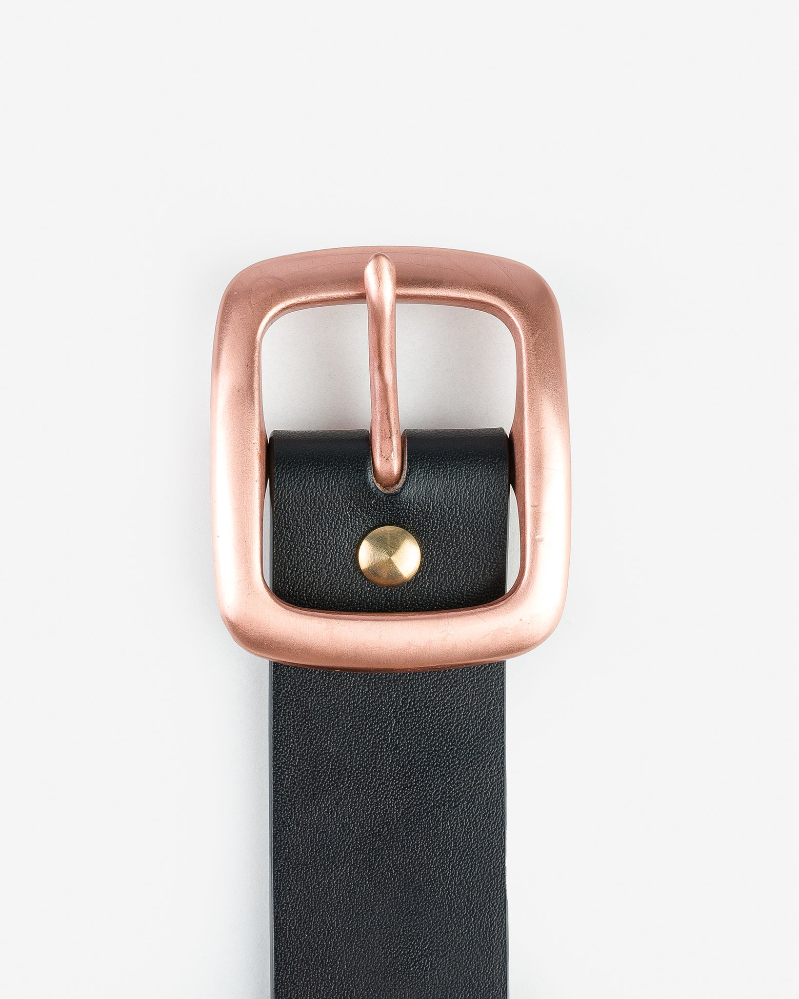 OGL Single Prong Copper Garrison Buckle Leather Belt - Full Dyed Black