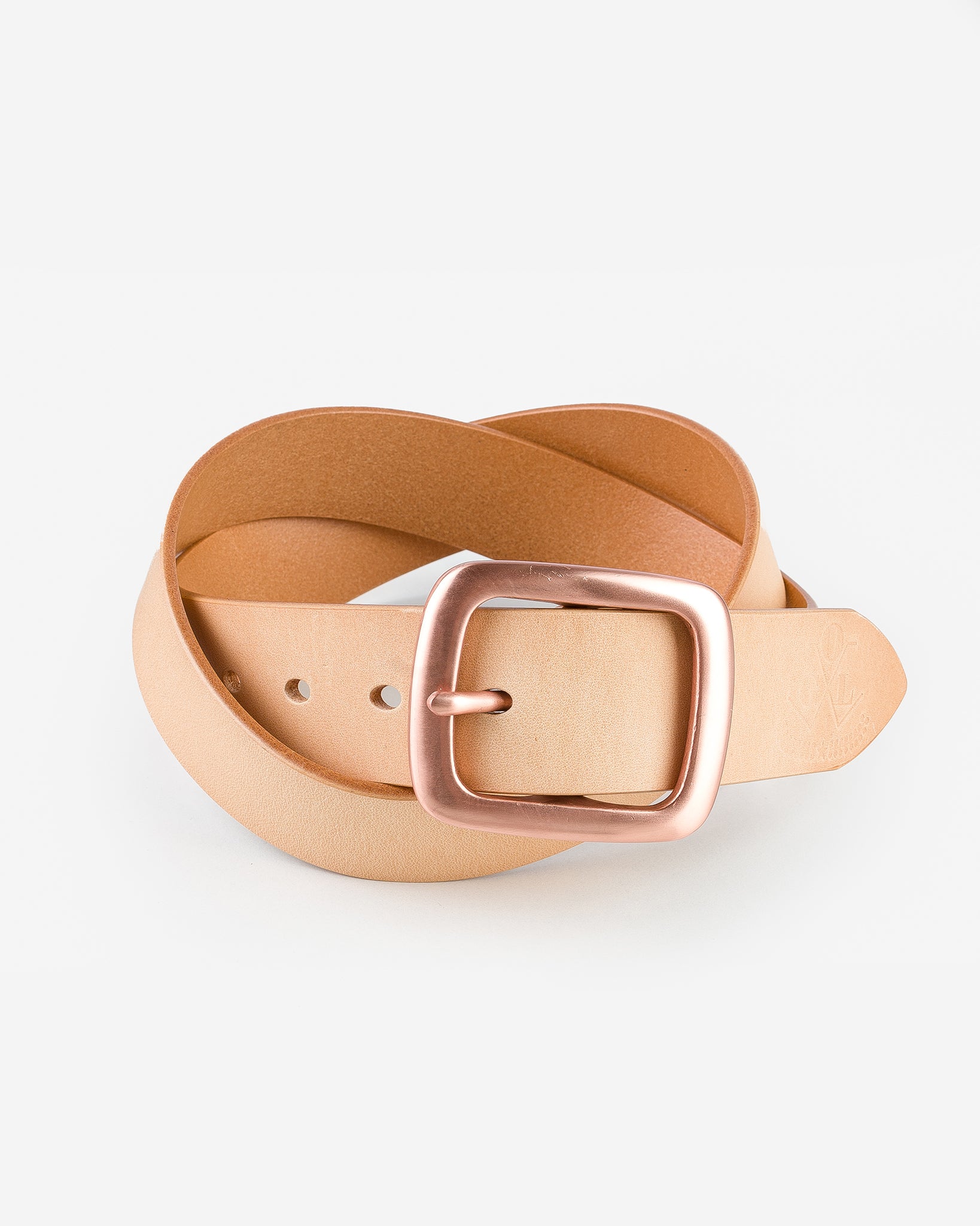 OGL Single Prong Copper Garrison Buckle Leather Belt - Natural