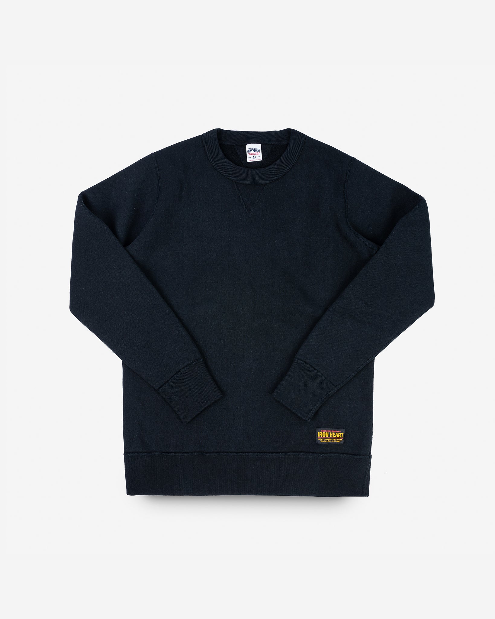 14oz Ultra Heavyweight Loopwheel Cotton Crew Neck Sweat - Black