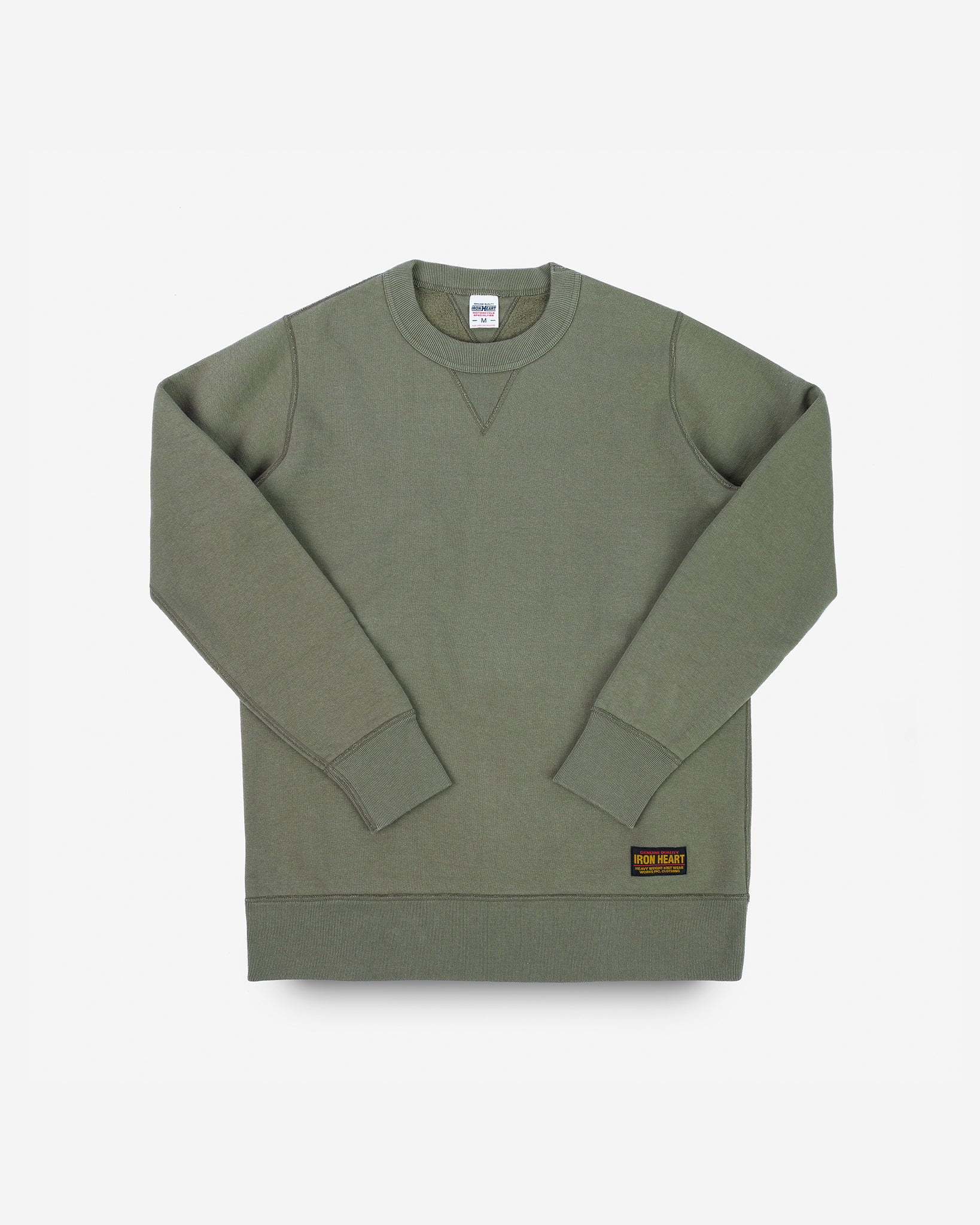 14oz Ultra Heavyweight Loopwheel Cotton Crew Neck Sweat - Olive
