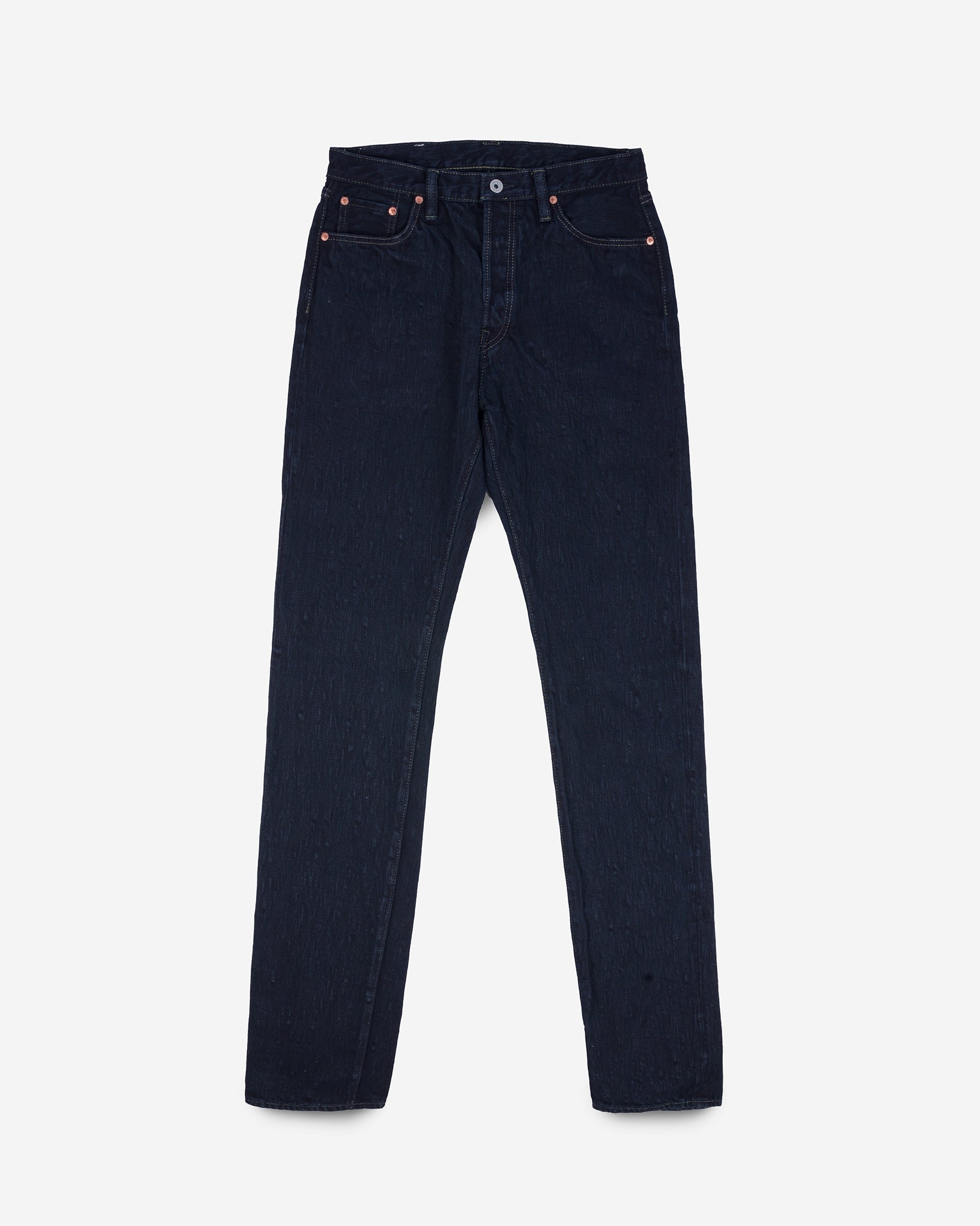 16oz Slubby Selvedge Denim Relaxed Tapered Cut Jeans - Indigo Overdyed Black