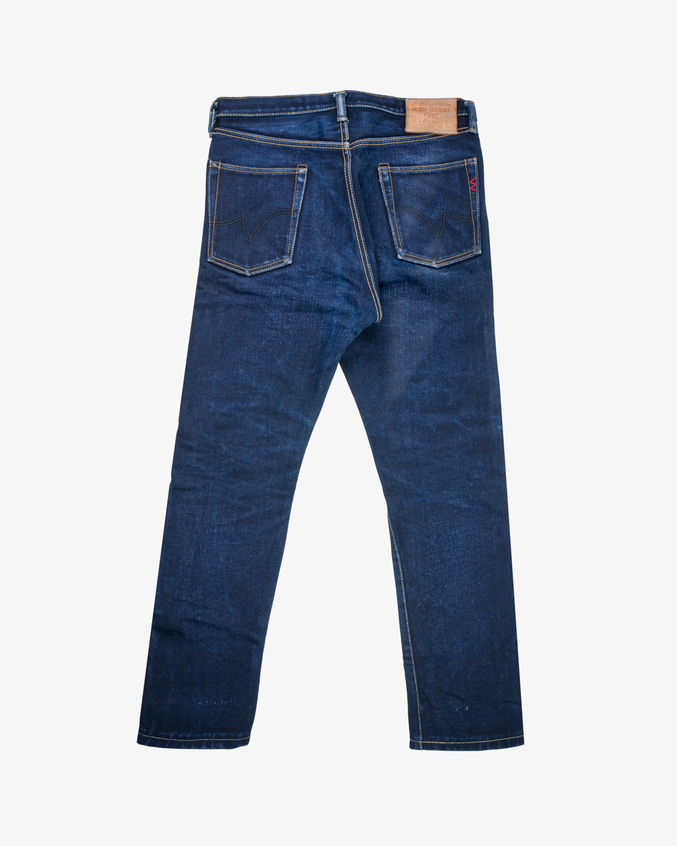 25oz Selvedge Denim Relaxed Tapered Cut Jeans - Indigo/Black (IH-888-XHSib) Tag 36, Hemmed to 31.5"