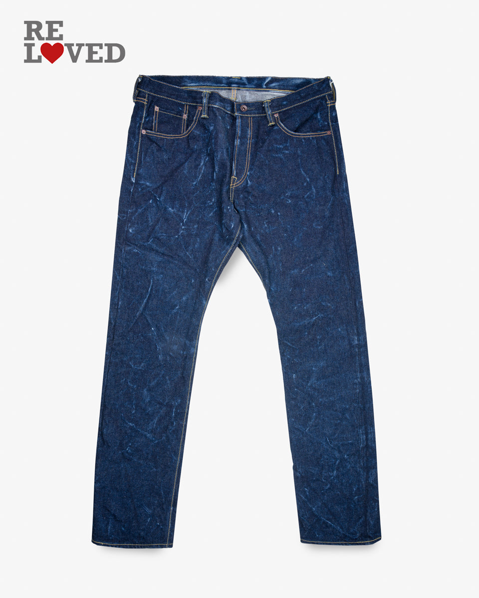 21/23oz Ultra Heavy Raw Selvedge Denim Slim Cut Jeans - Indigo (IH-555s-UHR) Tag 40, Hemmed to 35.5"