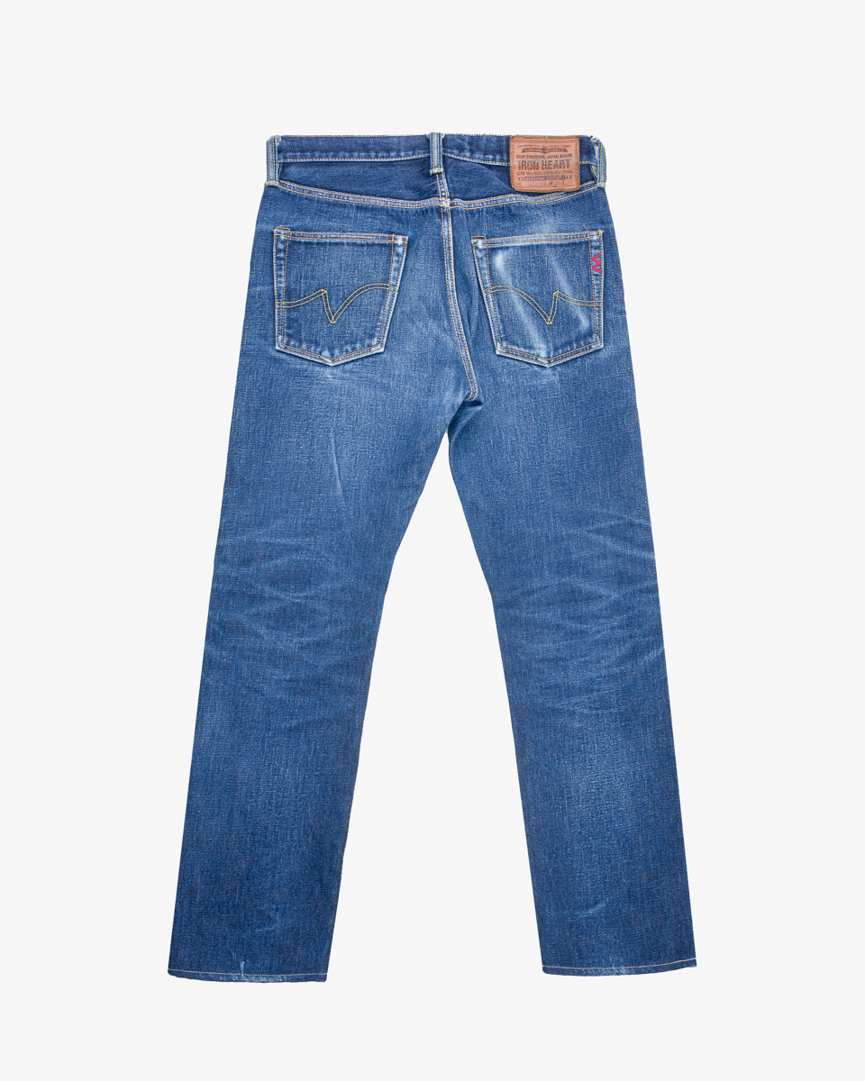 18oz Vintage Selvedge Denim Slim Straight Cut Jeans - Indigo (IH-666s-18) Tag Size 34, Hemmed to 29.0"