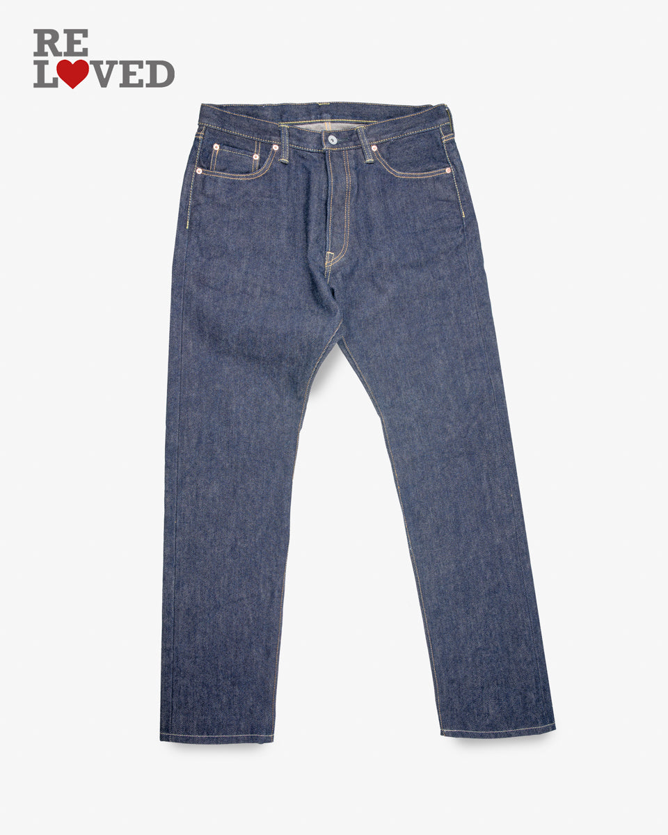 21oz Selvedge Denim Medium/High Rise Tapered Cut Jeans - Indigo (IH-888S-21) Tag 36, Hemmed to 33.0''