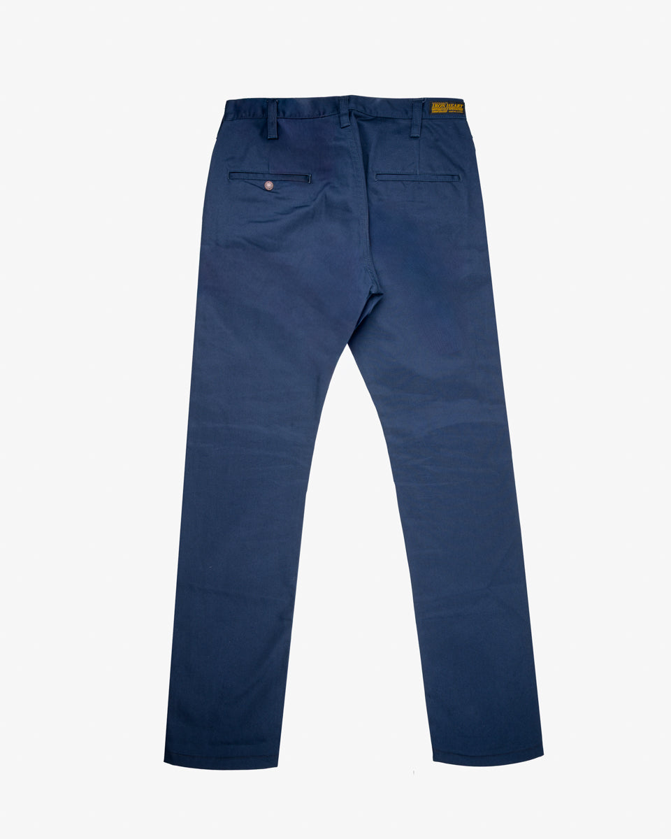 9oz Mercerised Selvedge Cotton Relaxed Tapered Cut Chinos - Navy (IH-727-NAV) Tag 33, Hemmed to 34.0"