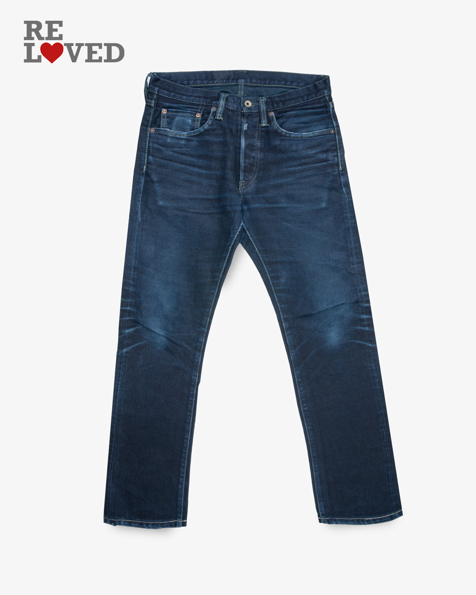 14oz Selvedge Denim Super Slim Cut Jeans - Indigo Overdyed Black (IH-555S-142od) Tag 30, Hemmed to 29.0"