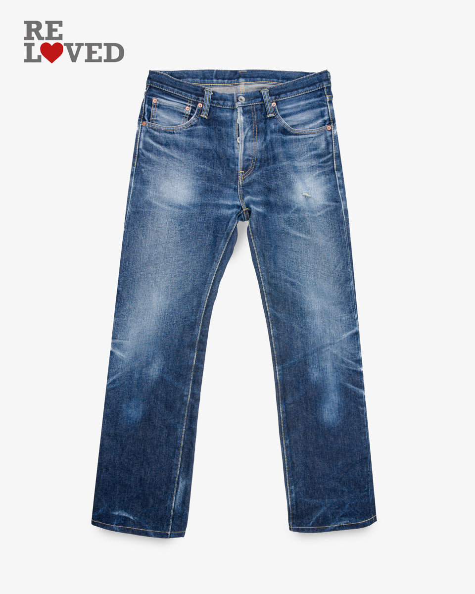 14oz Selvedge Denim Slim Straight Cut Jeans - Indigo (IH-666s-142) Tag 34, Hemmed to 31.0"