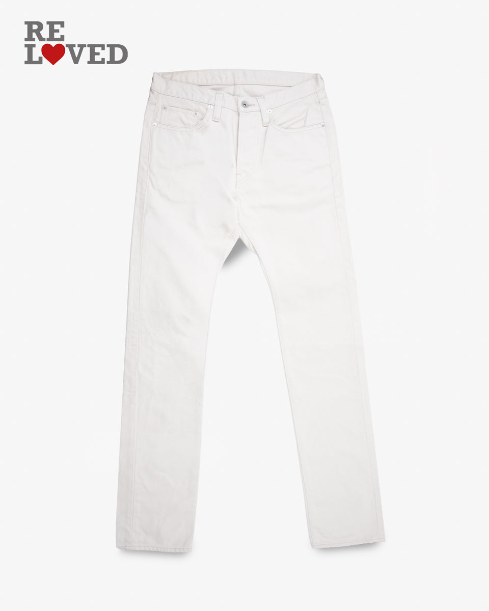 14oz Cotton Piqué Slim Cut Jeans - Ecru (IH-555-PIQ) Tag 32, Hemmed to 35.5"