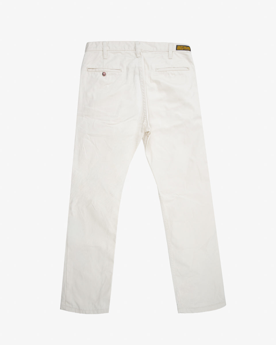 9oz Mercerised Selvedge Cotton Slim Tapered Chinos - Ivory (IH-721-IVO) Tag 35, Hemmed to 31.0"