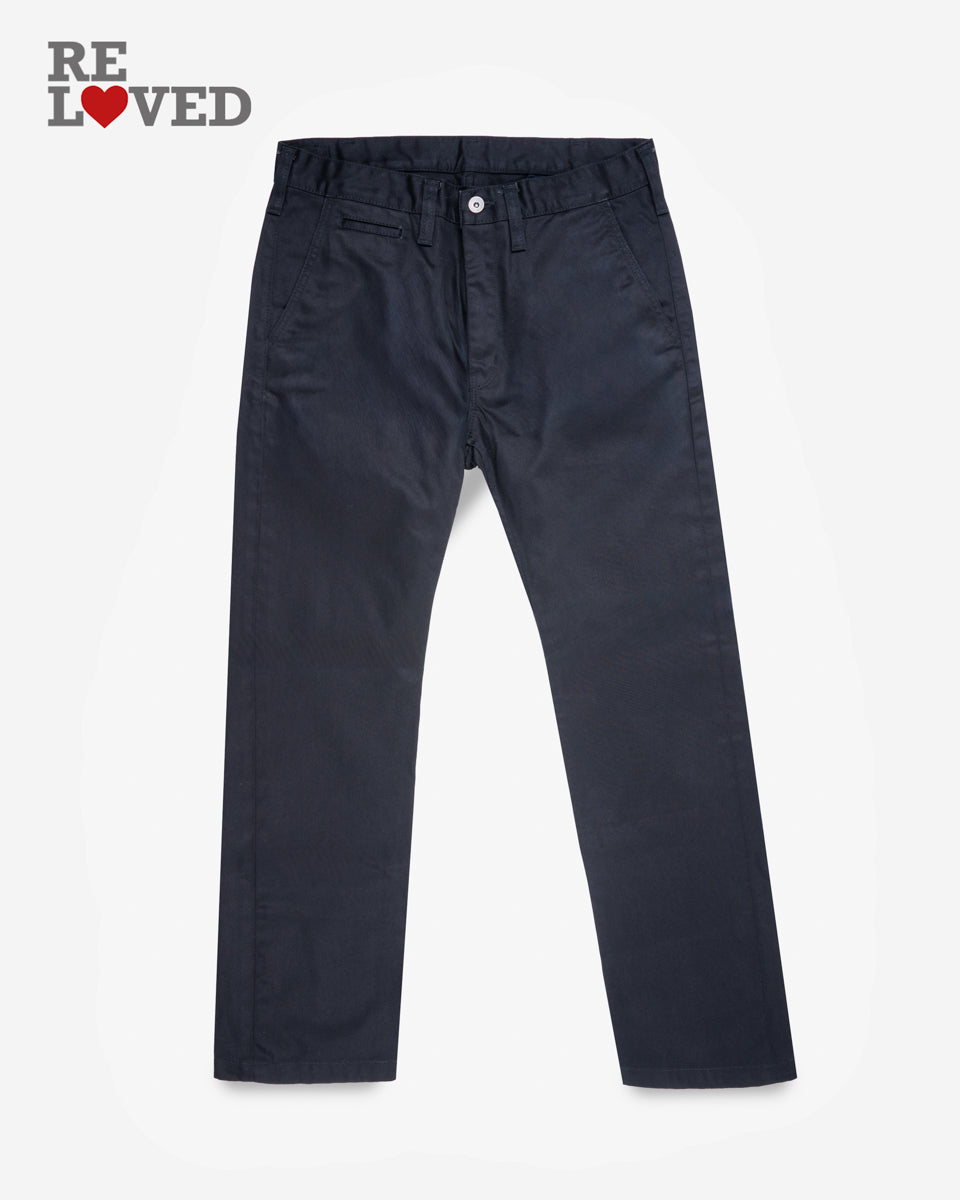 9oz Mercerised Selvedge Cotton Slim Tapered Chinos - Black (IH-721-BLK) Tag 34, Hemmed to 29.0"