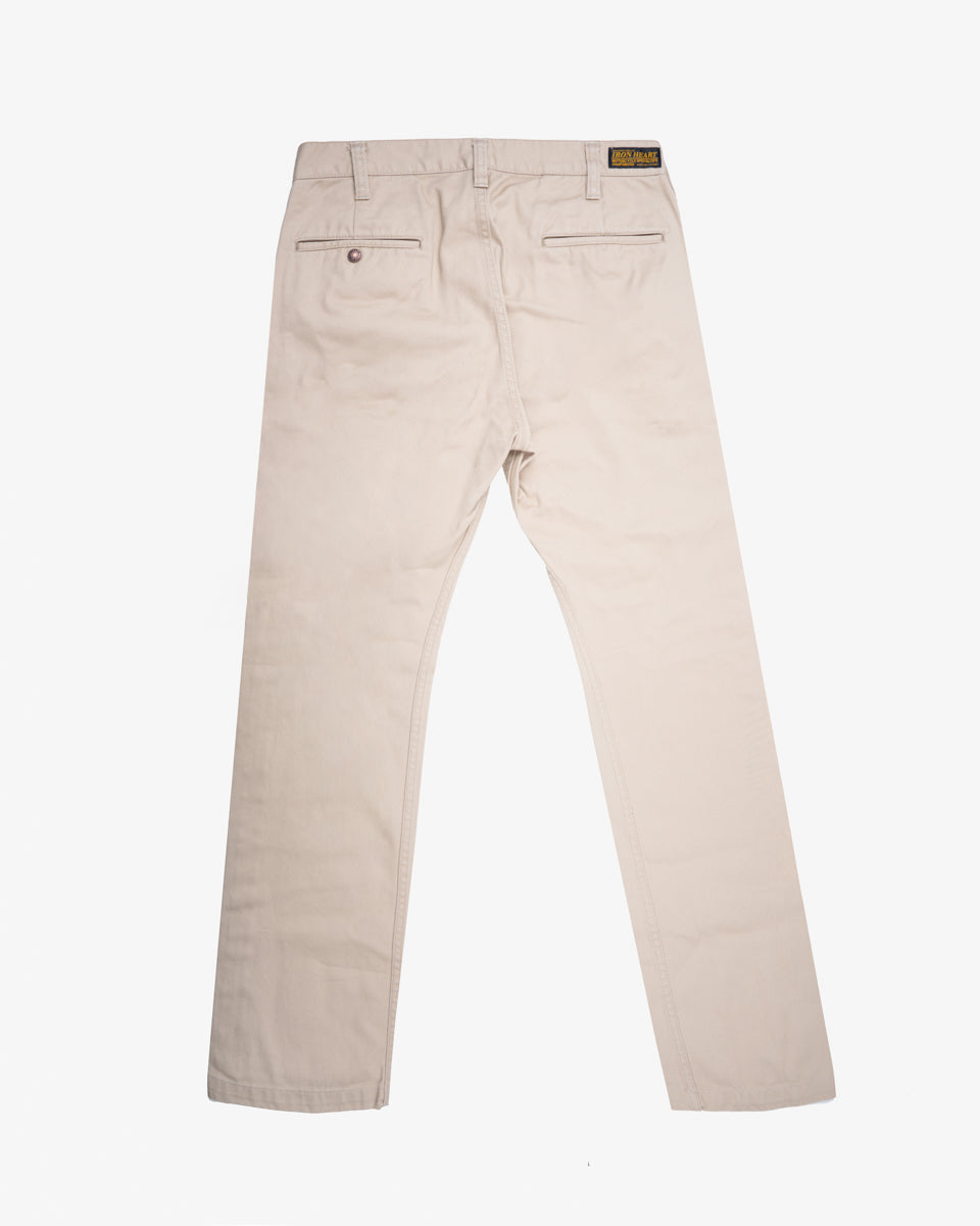 9oz Mercerised Selvedge Cotton Slim Tapered Chinos - Khaki (IH-721-KHA) Tag 34, Hemmed to 30.0"