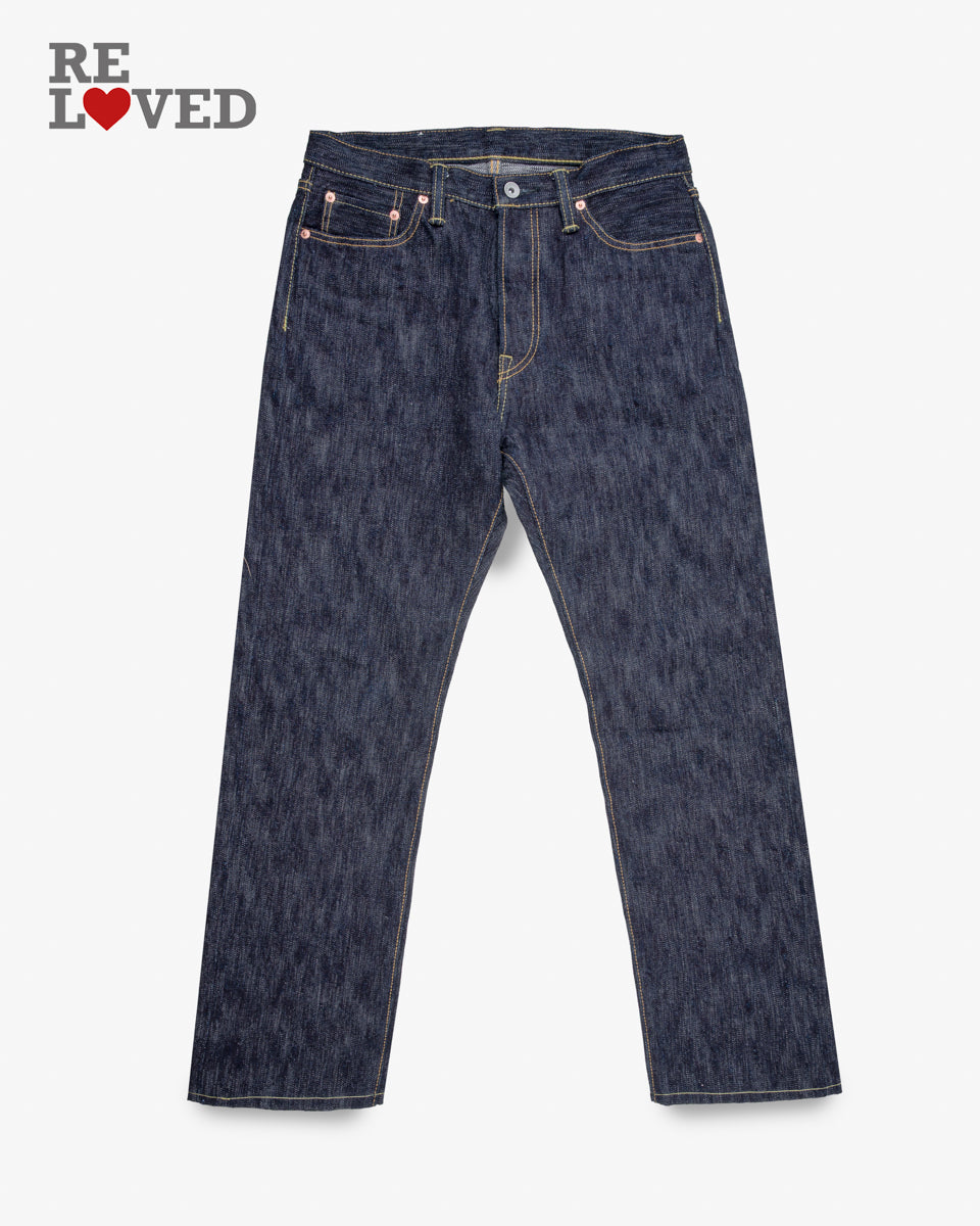16oz Slubby Selvedge Denim Relaxed Tapered Cut Jeans - Indigo (IH-888S-SLB) Tag 32, Hemmed to 30.0"
