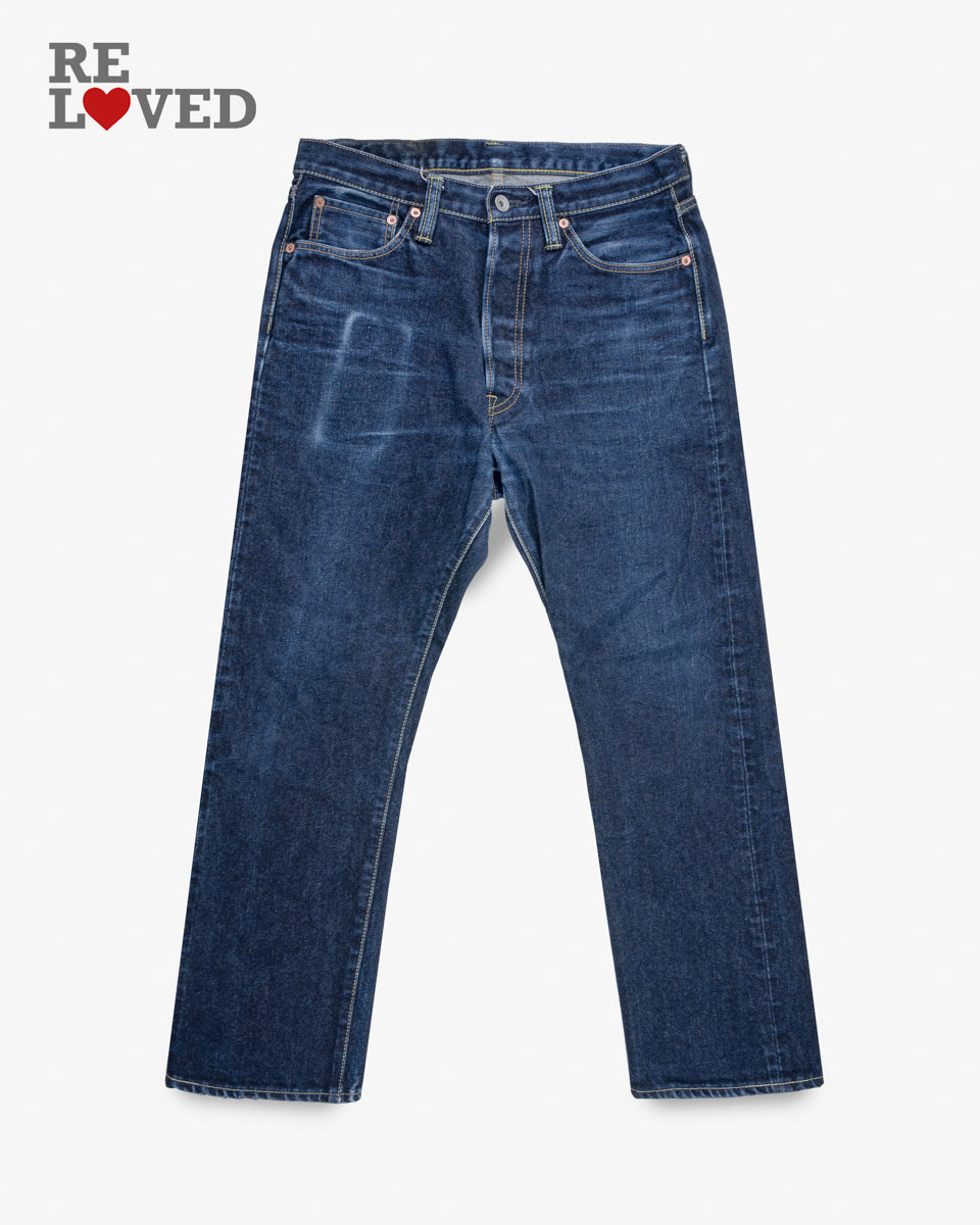 14oz Selvedge Denim Medium/High Rise Tapered Cut Jeans - Indigo (IH-888S-142) Tag 33, Hemmed to 27.1"