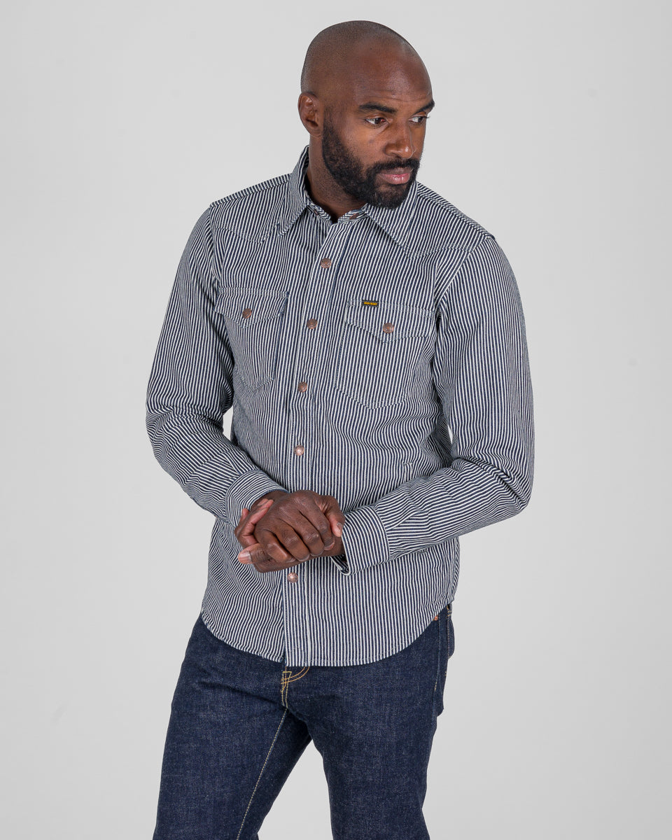 12oz Hickory Stripe CPO Shirt - Indigo – Iron Heart