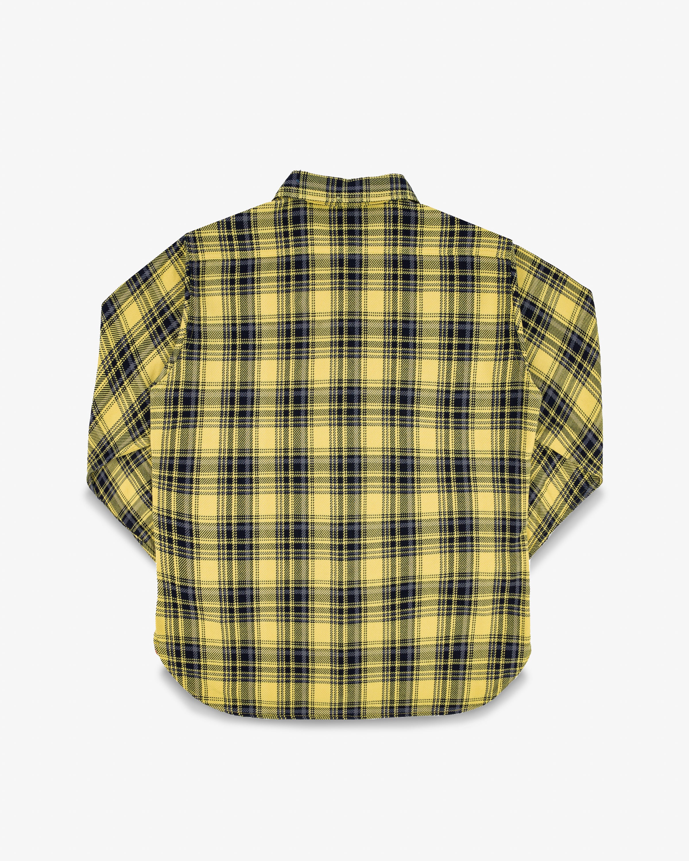 9oz Selvedge Indigo Check Flannel Work Shirt - Yellow (IHSH-412-YEL) Size Large