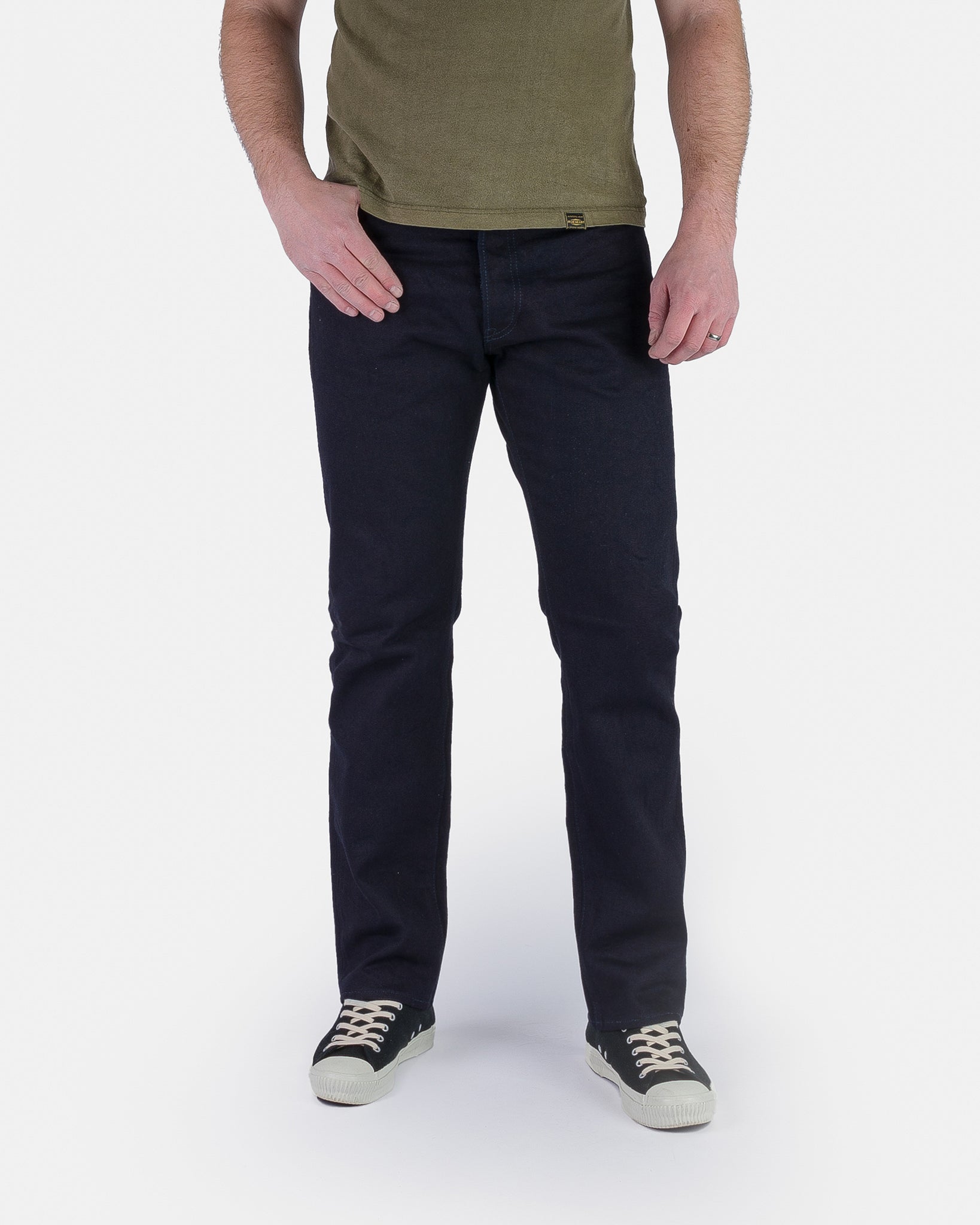 14oz Selvedge Denim Mid/High Rise Tapered Cut Jeans - Indigo