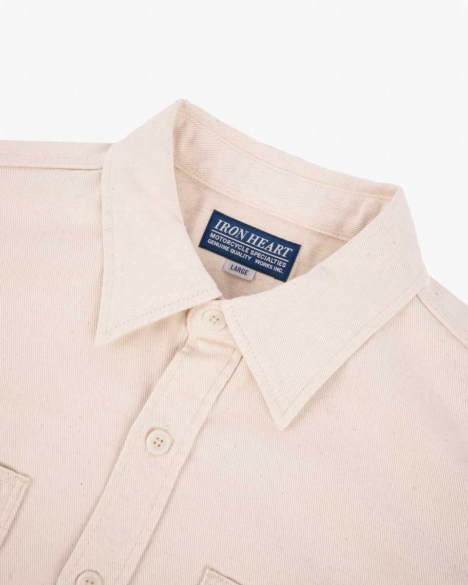 9oz Cotton Linen Work Shirt - Off White – Iron Heart 9oz Cotton Linen Work Shirt - Off White – Iron Heart