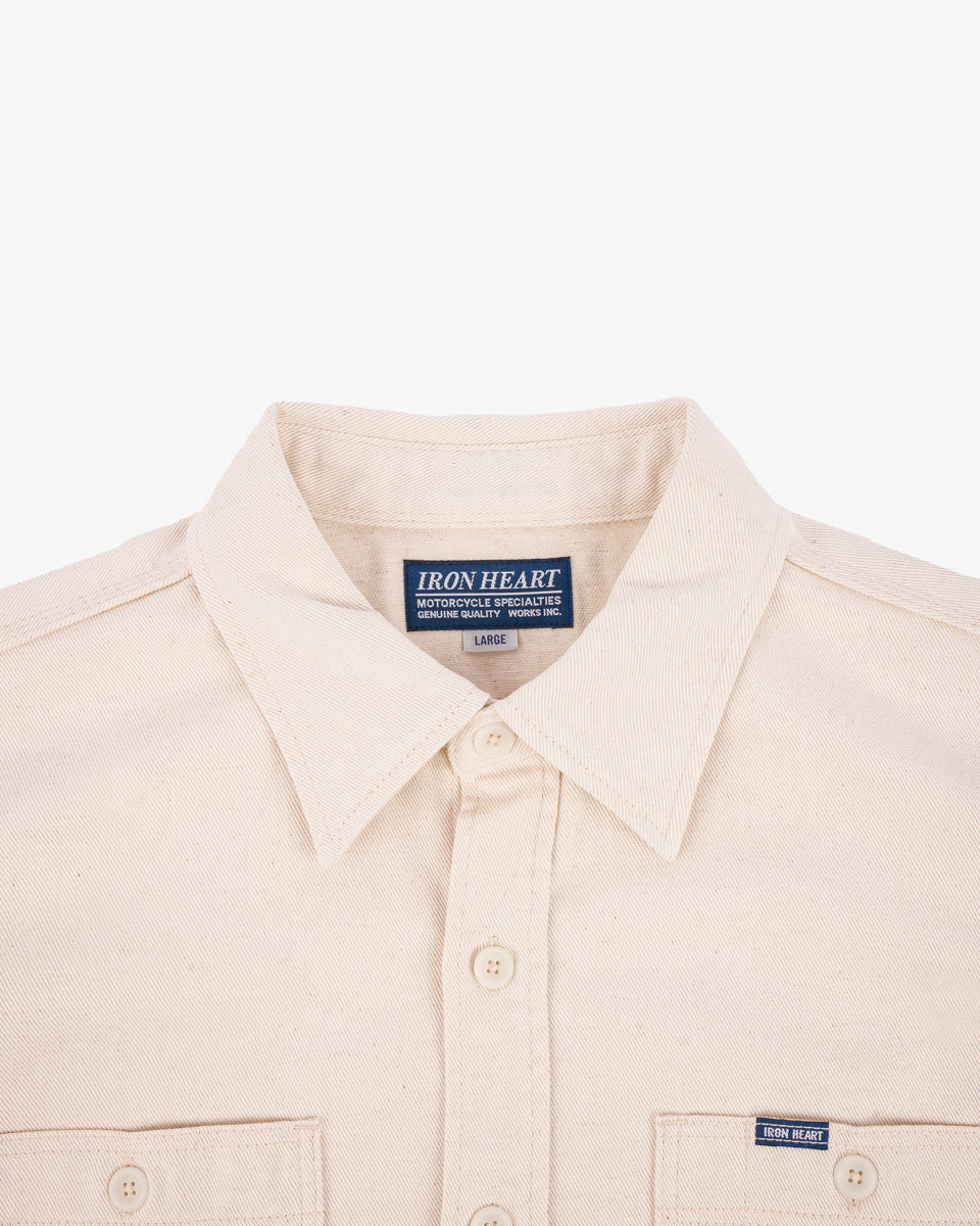 9oz Cotton Linen Work Shirt Off White - Main Image