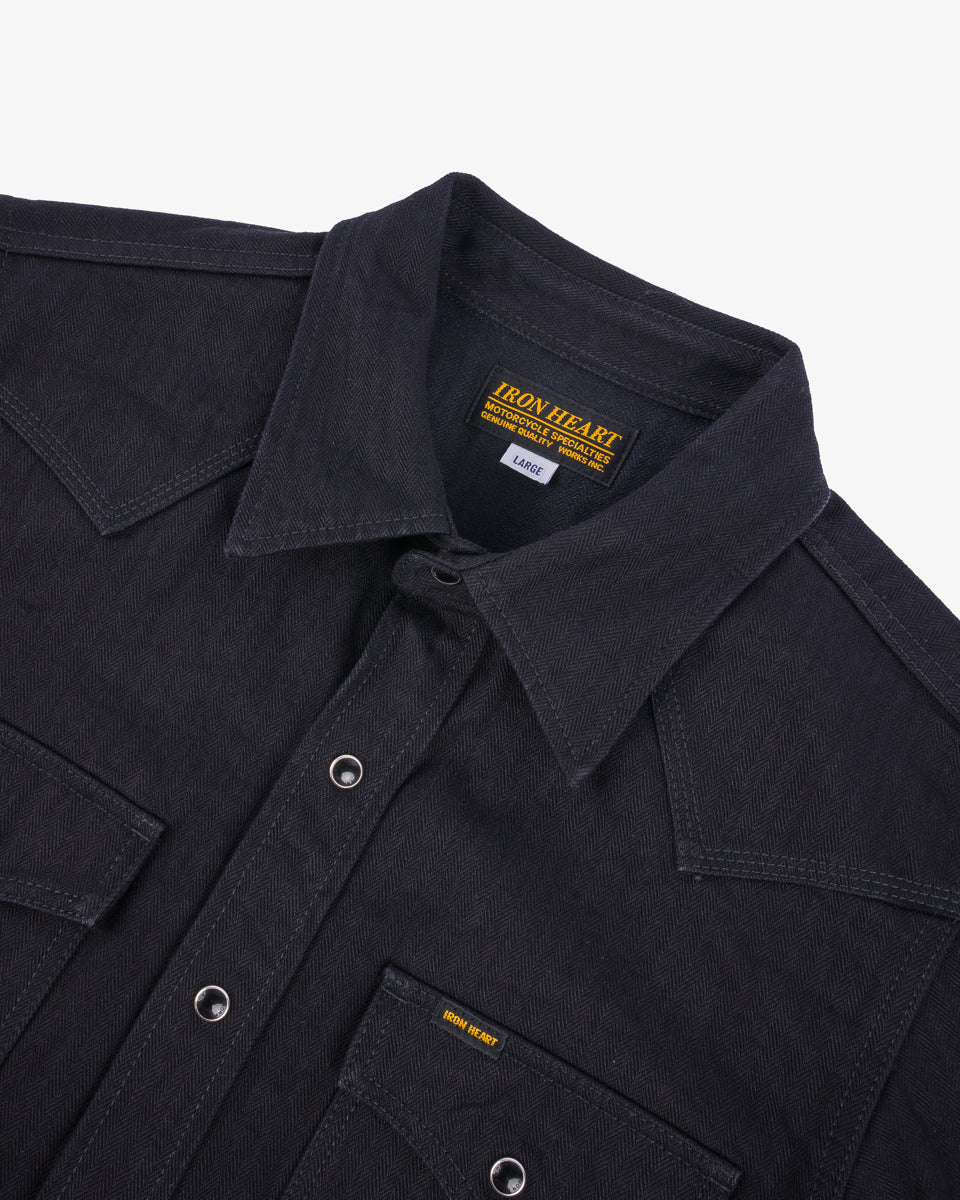 14oz Herringbone CPO Western Shirt - Black – Iron Heart