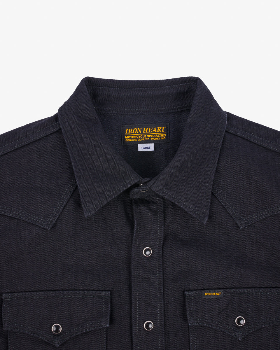 14oz Herringbone CPO Western Shirt - Black – Iron Heart