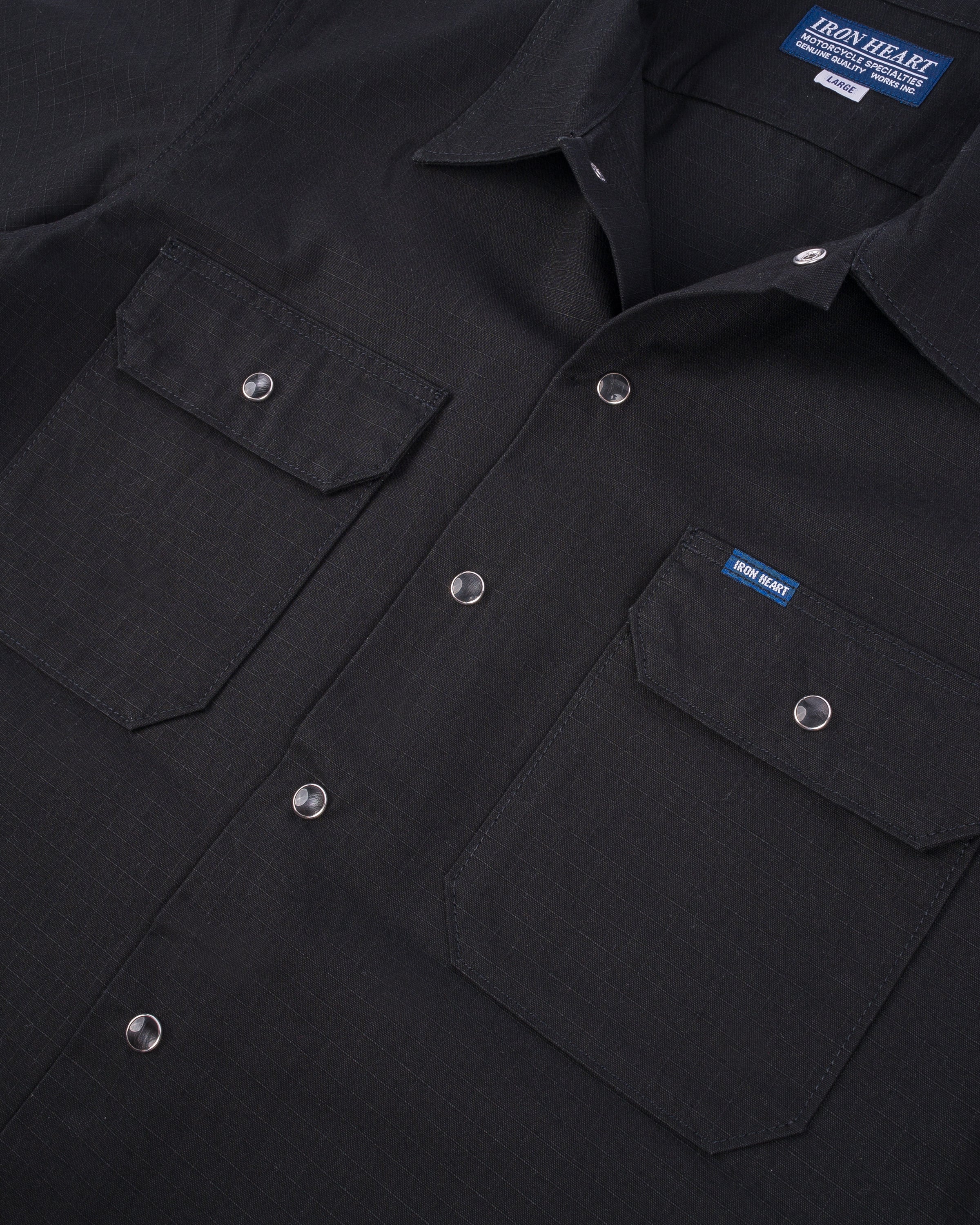 8oz Ripstop Short Sleeved Mechanic Shirt - Black – Iron Heart