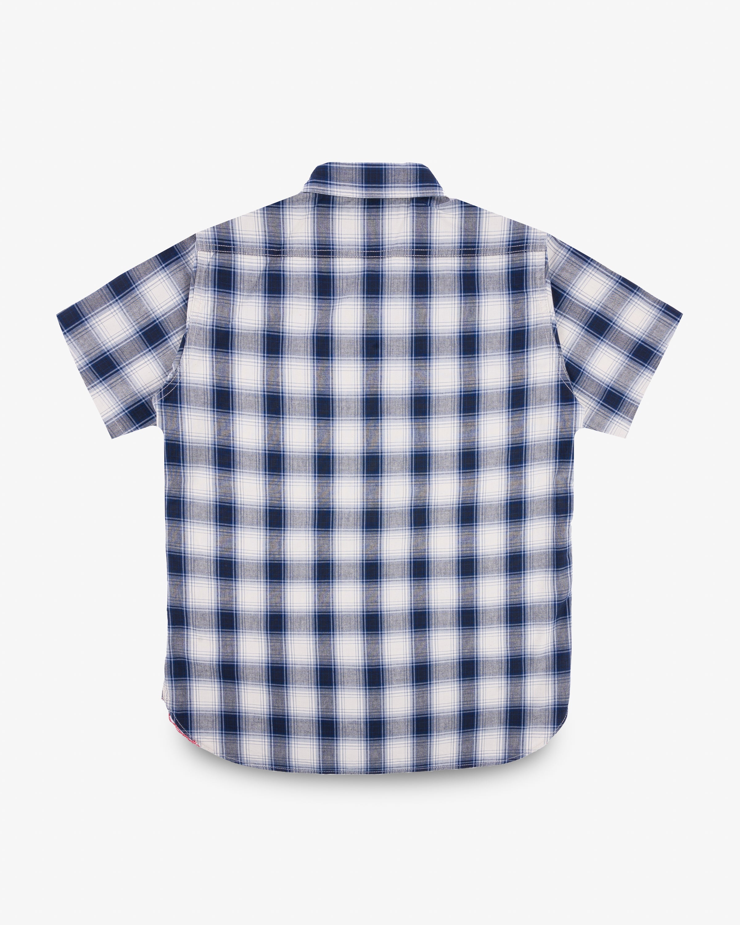 5oz Selvedge Short Sleeved Madras Check Work Shirt - Blue (IHSH-419-BLU) Size Large