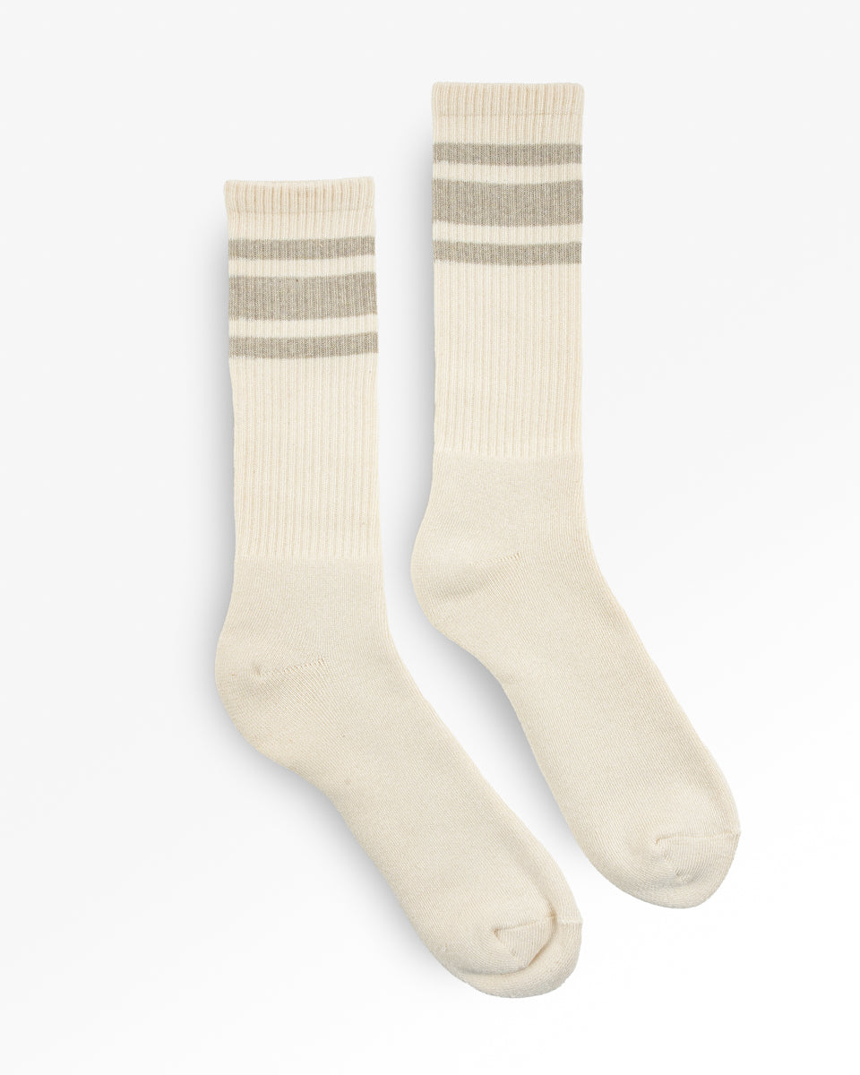 Decka Showatabé Organic '80s Skater Socks - Ecru x Grey