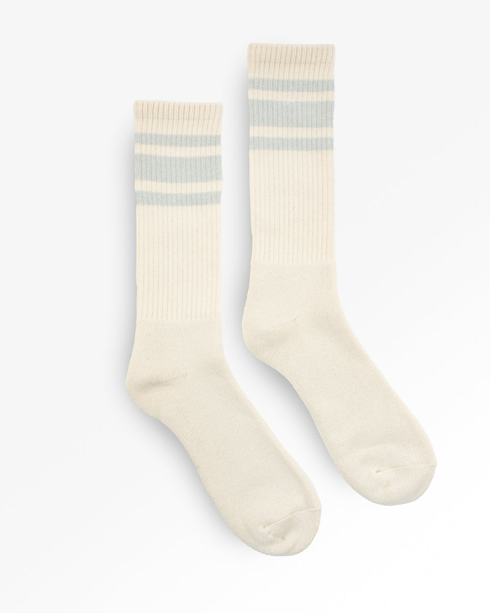 Decka Showatabé Organic '80s Skater Socks - Ecru x Blue
