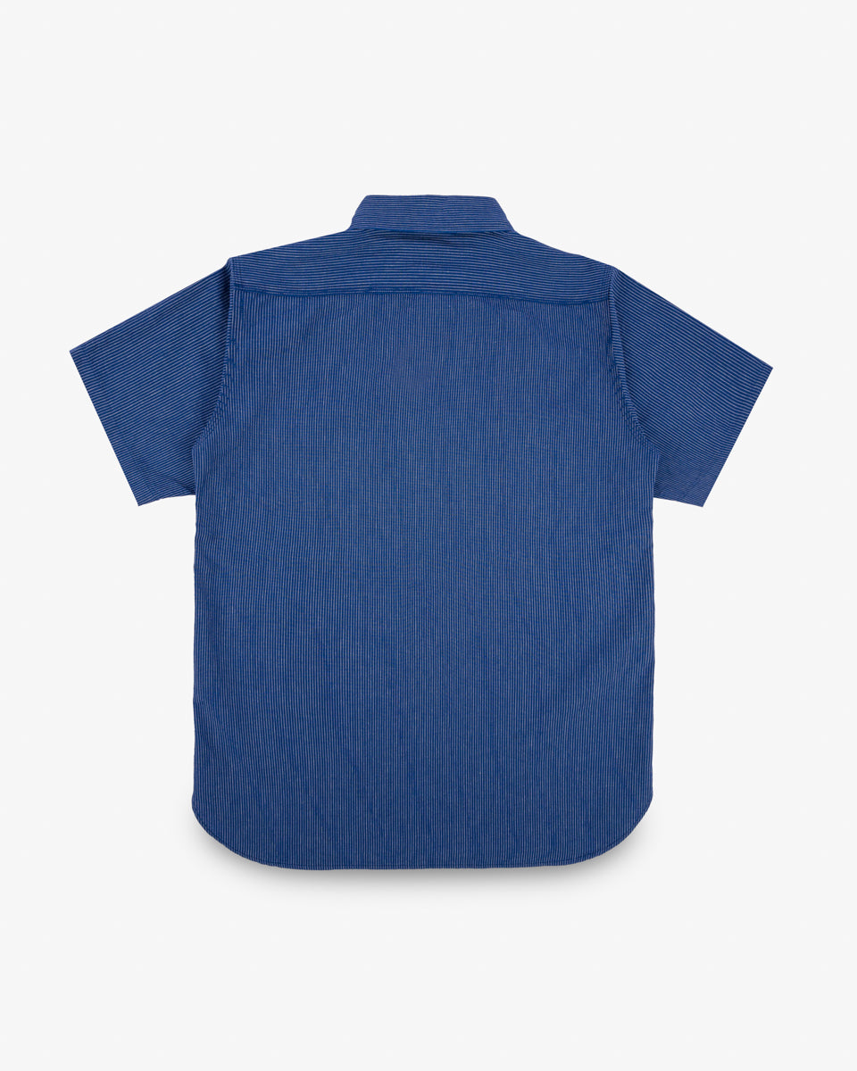 5oz Selvedge Ox Cloth Short Sleeved Work Shirt - Pinstripe (IHSH-420-PIN) Size Large
